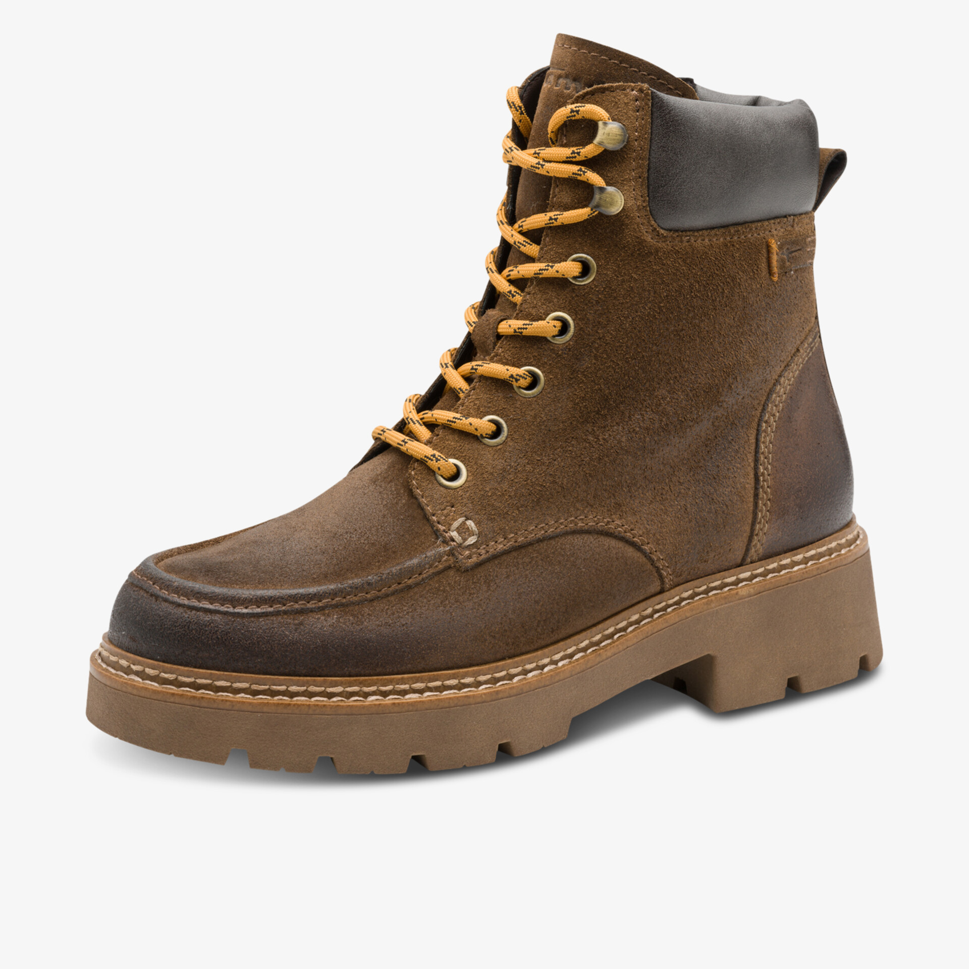 Robuster brauner Schnürstiefel mit gepolstertem Schaft und rutschfester Profilsohle für komfortablen Halt