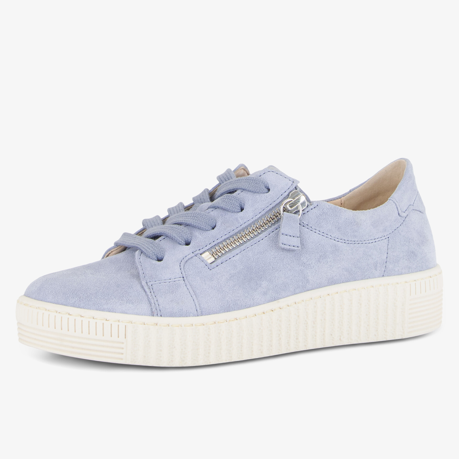 Stylischer Sneaker mit Schnürung und Reißverschluss, bequeme Gummisohle und modischem Design.