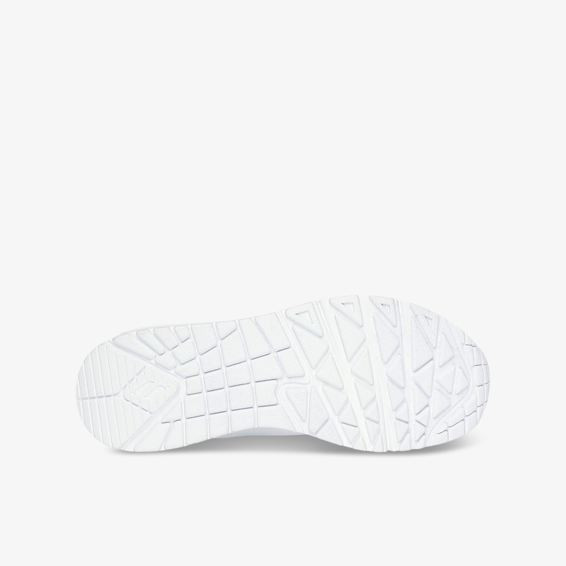 Weiße Lauf- und Sportschuhsohle mit profilierter, rutschfester und langlebiger Struktur für optimalen Halt