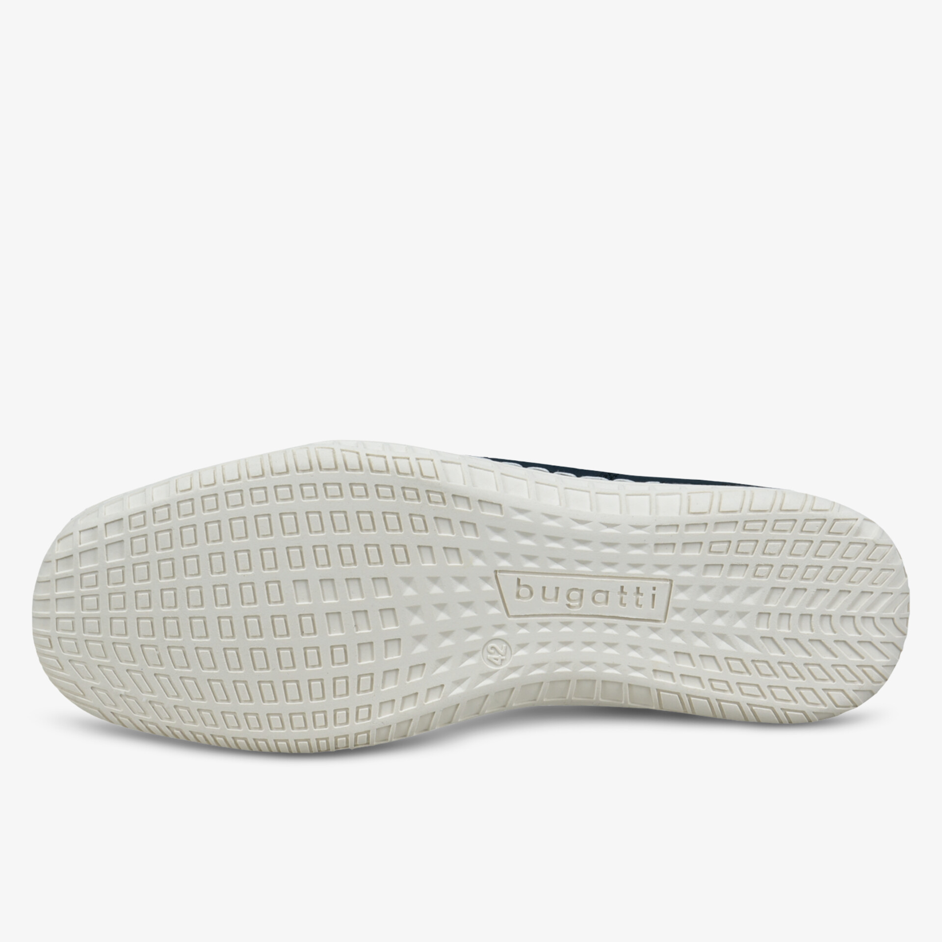 Weiße rutschfeste und robuste Schuhsohle mit detailliertem Profil für optimalen Halt