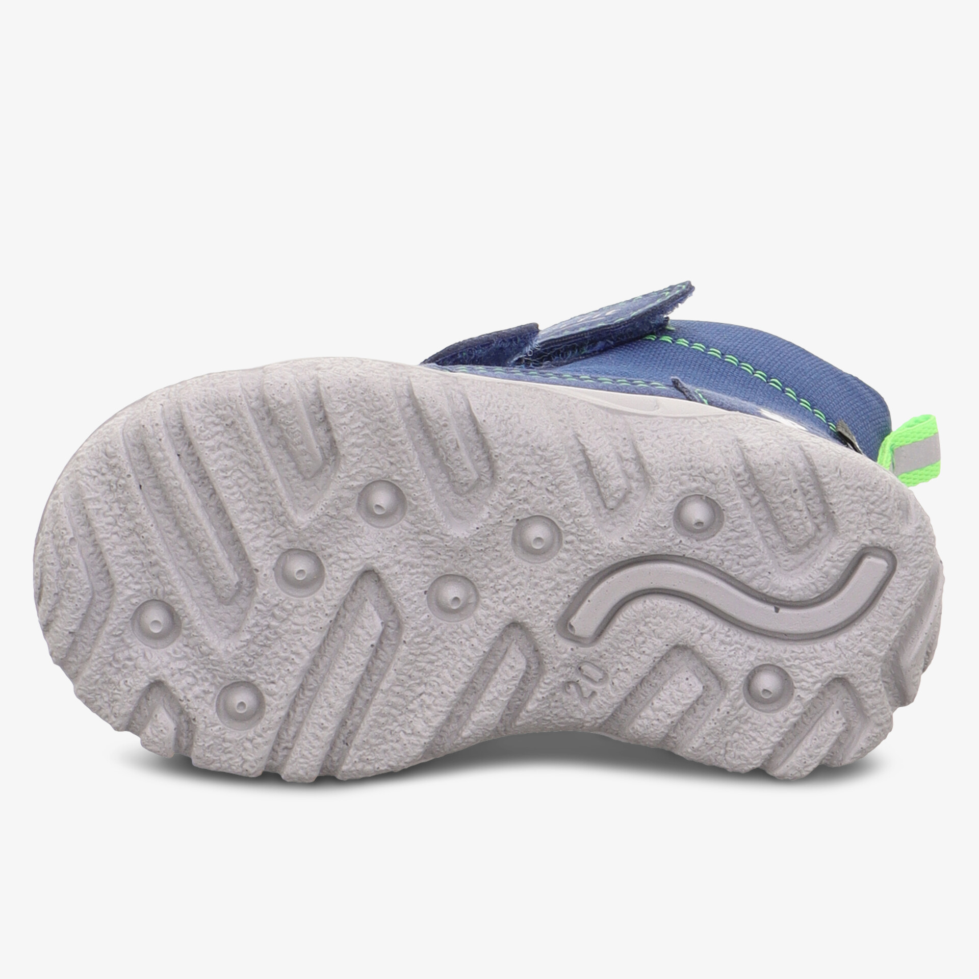 Sohle eines robusten Schuhs mit rutschfestem Profil und langlebiger, flexibler Materialstruktur