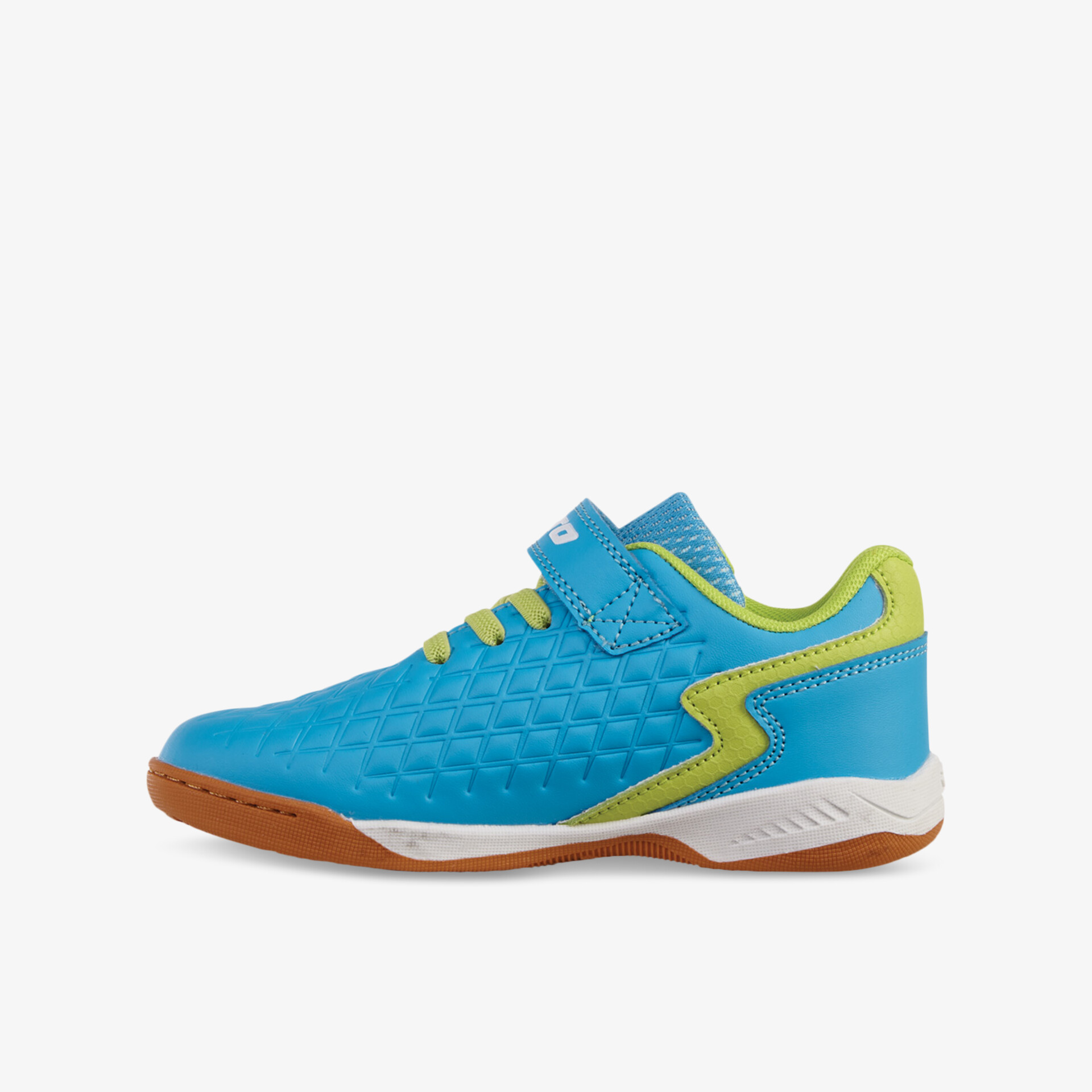 Leichter blauer Sportschuh mit gelben Akzenten und rutschfester, flexibler Sohle, komfortabel und langlebig