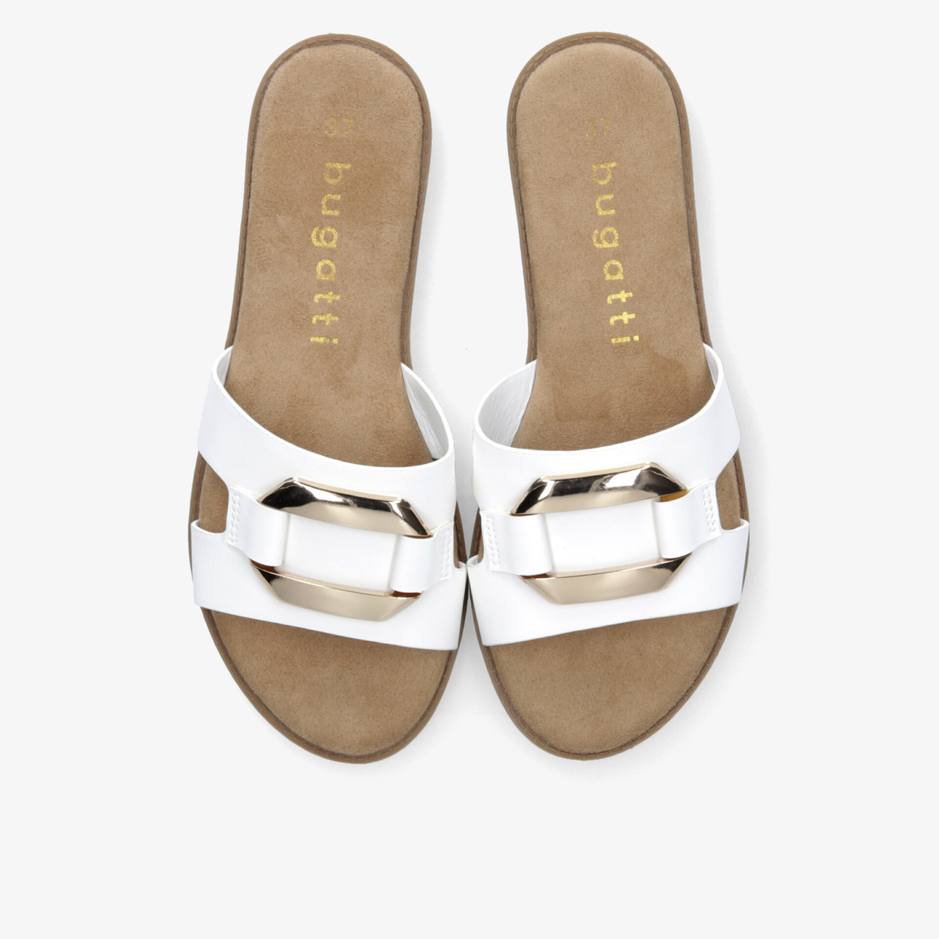 Weiße Sandalen mit eleganter Metallschnalle und bequemer Innensohle, leichtes und modisches Design für warme Tage