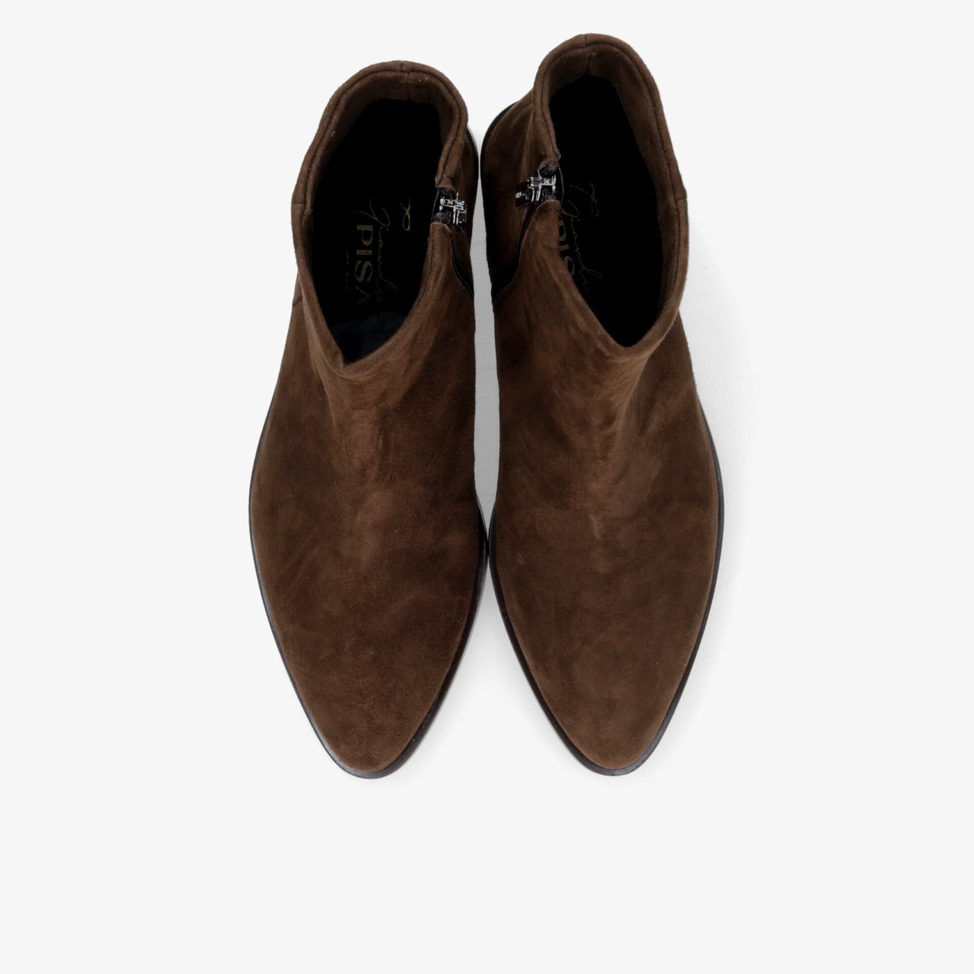 Braune Wildleder-Stiefeletten mit spitzer Zehenform und seitlichem Reißverschluss, elegant und bequem