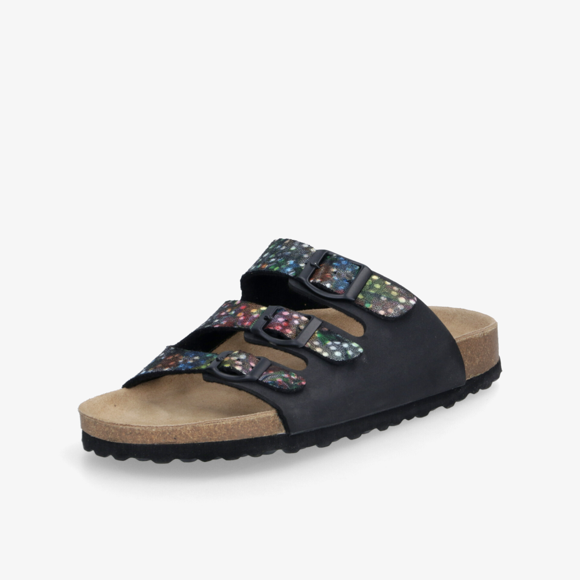 Bequeme Sandale mit drei verstellbaren Riemen, weichem Fußbett und rutschfester Sohle für optimalen Tragekomfort