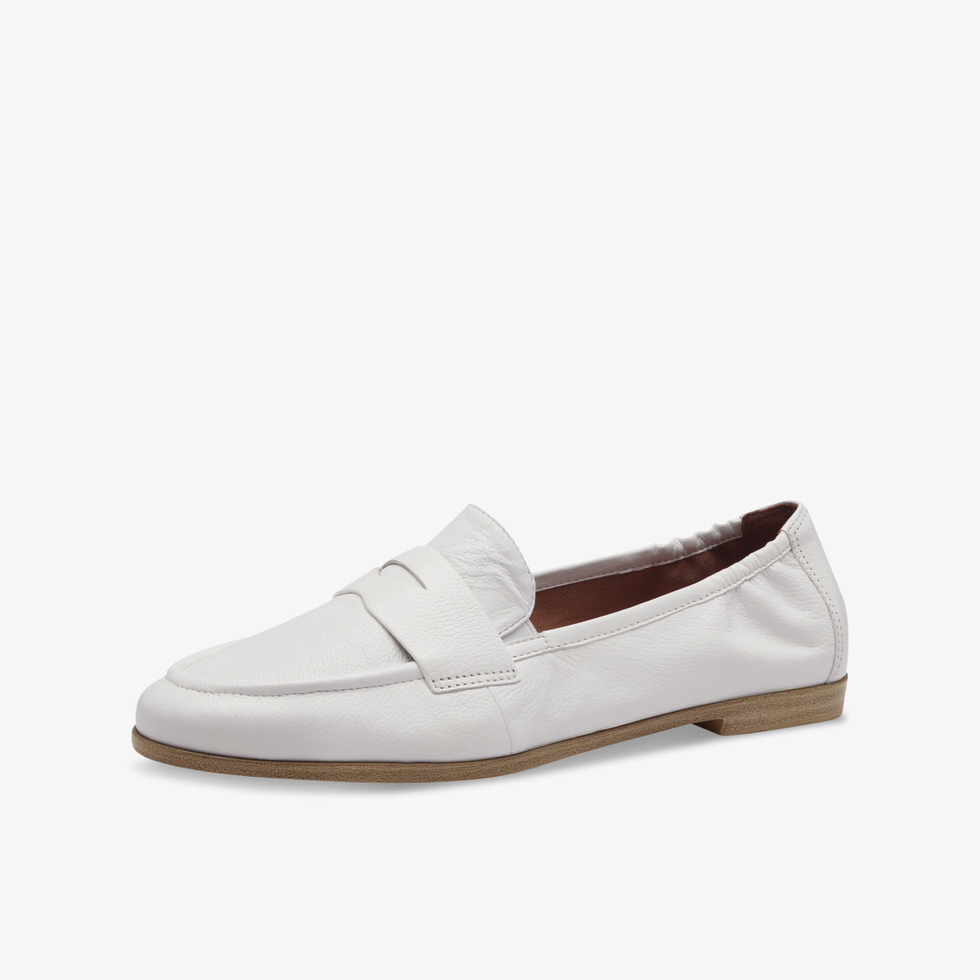 Eleganter weißer Loafer aus Leder mit flacher Sohle und bequemem Slip-on Design, ideal für stilvollen Komfort