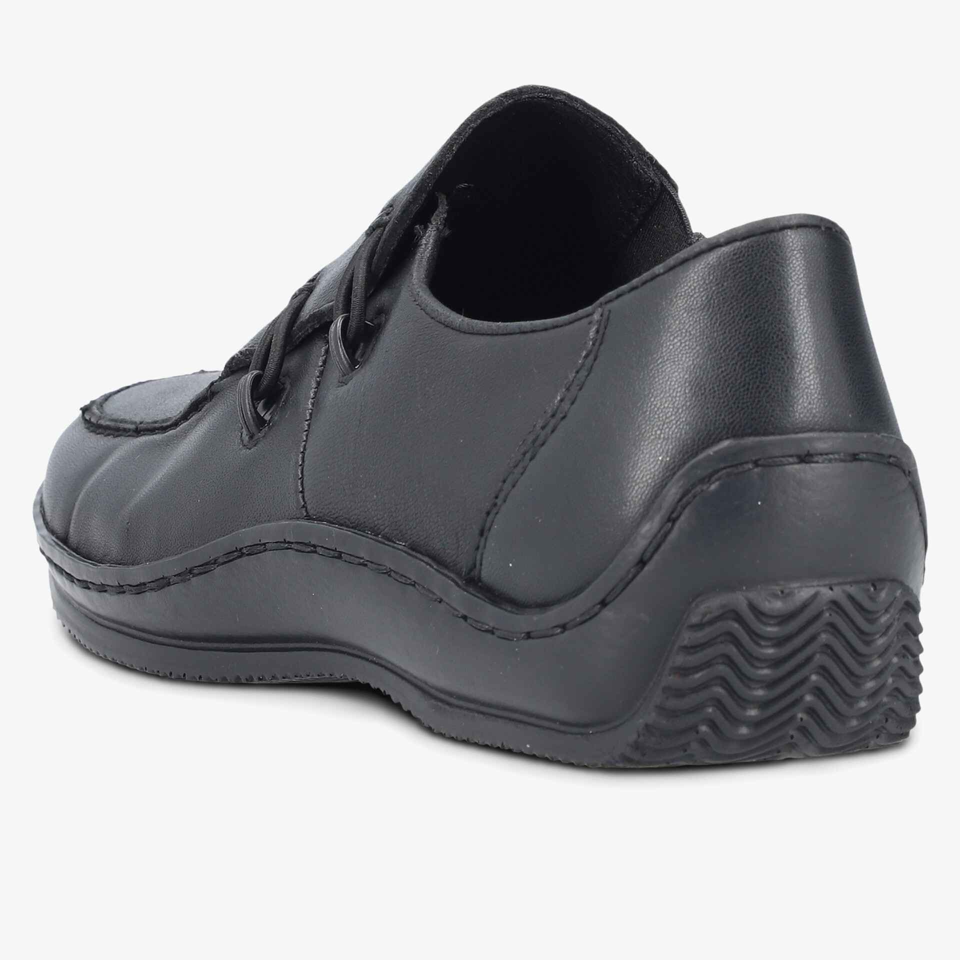 Eleganter schwarzer Schuh mit strapazierfähiger Sohle und bequemen Tragegefühl.