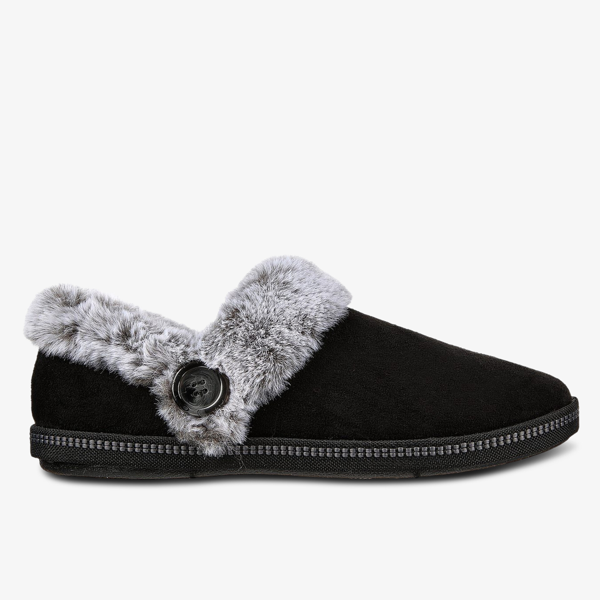 Bequeme schwarze Hausschuhe mit weichem Fellfutter für optimalen Komfort und warme Füße
