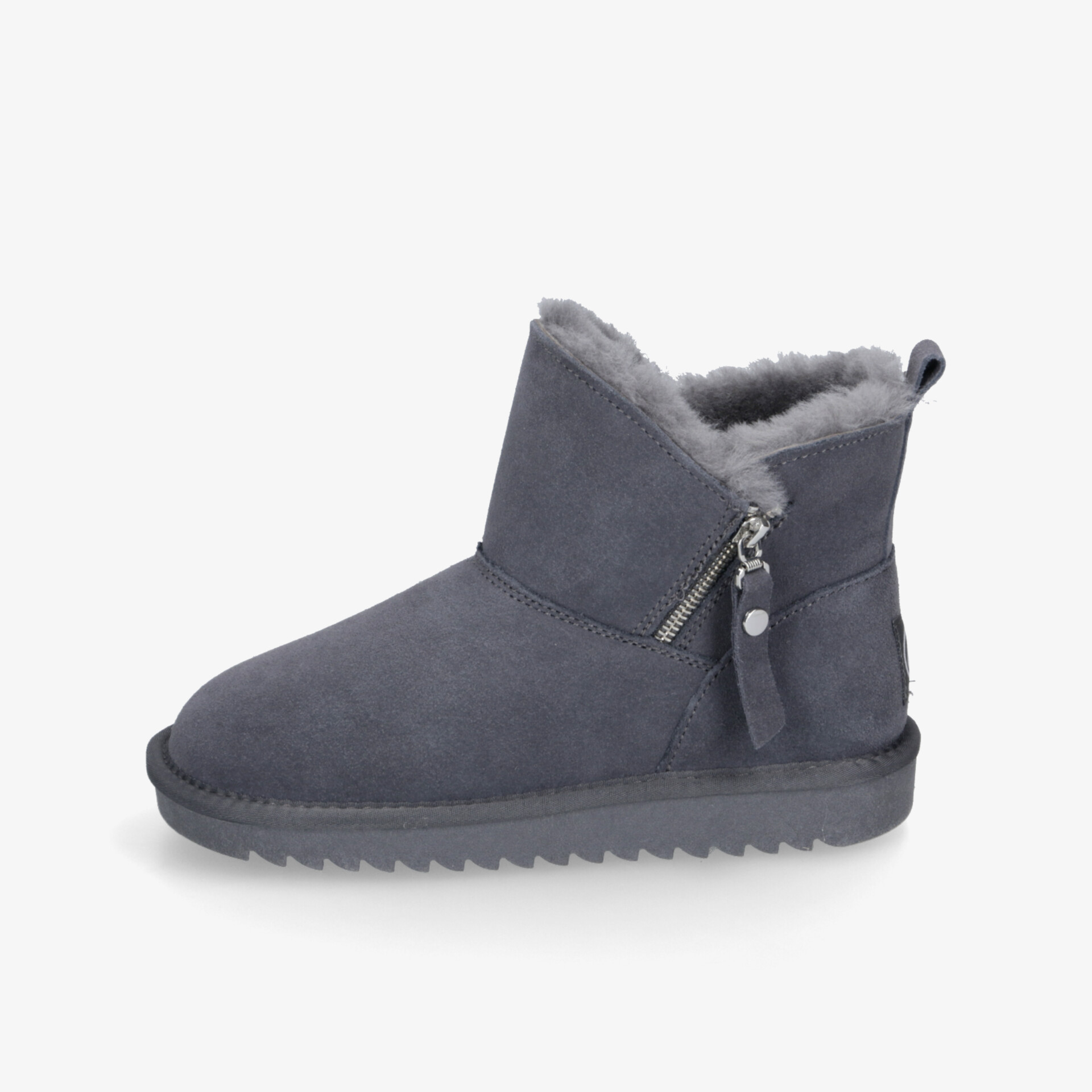 Warmer grauer Winterstiefel mit weicher Fütterung und praktischem Reißverschluss für komfortablen Halt