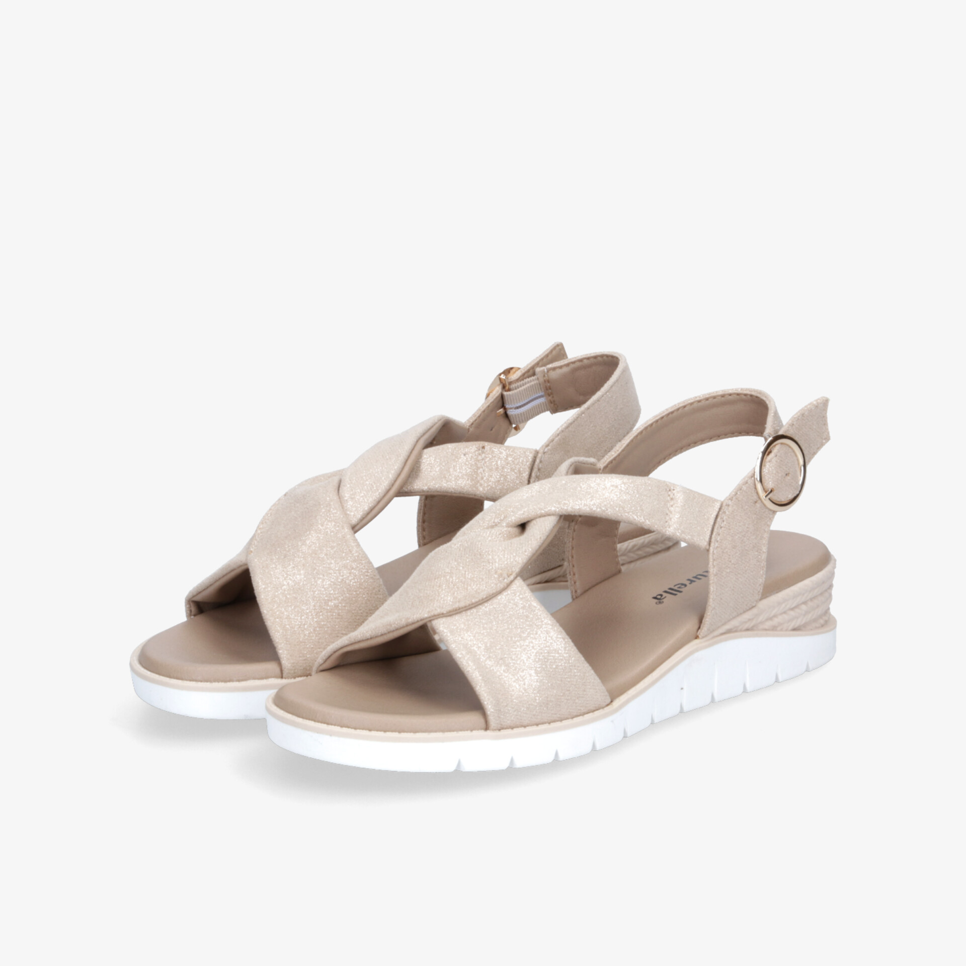 Beige Sandalen mit verstellbarem Riemen und leichter, rutschfester Sohle für hohen Tragekomfort