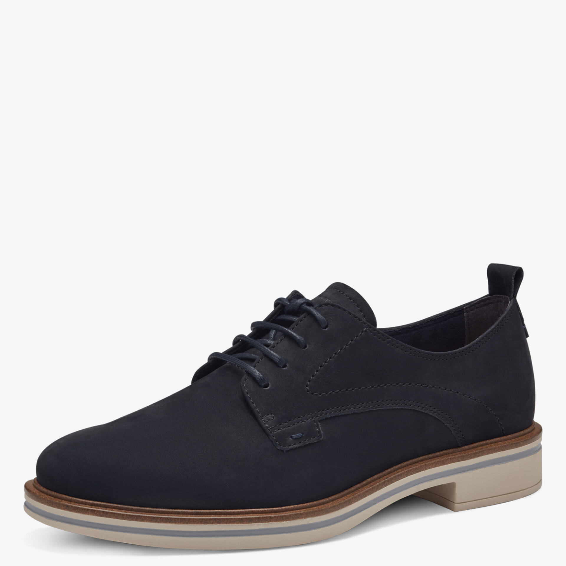 Eleganter blauer Halbschuh mit Schnürung, komfortable Passform und stabiler Profilsohle für den Alltag