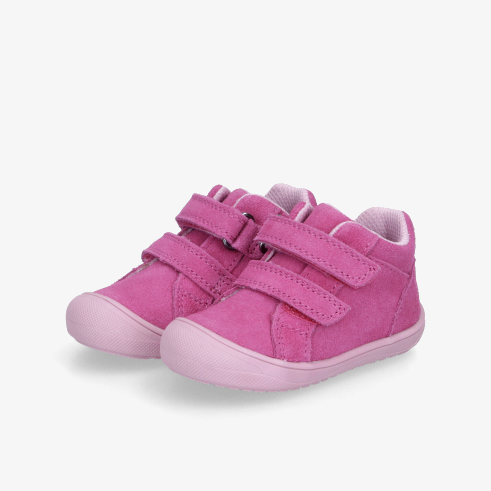 Rosafarbene Kinderschuhe mit Klettverschluss, bequeme Passform und rutschfester, flexibler Sohle