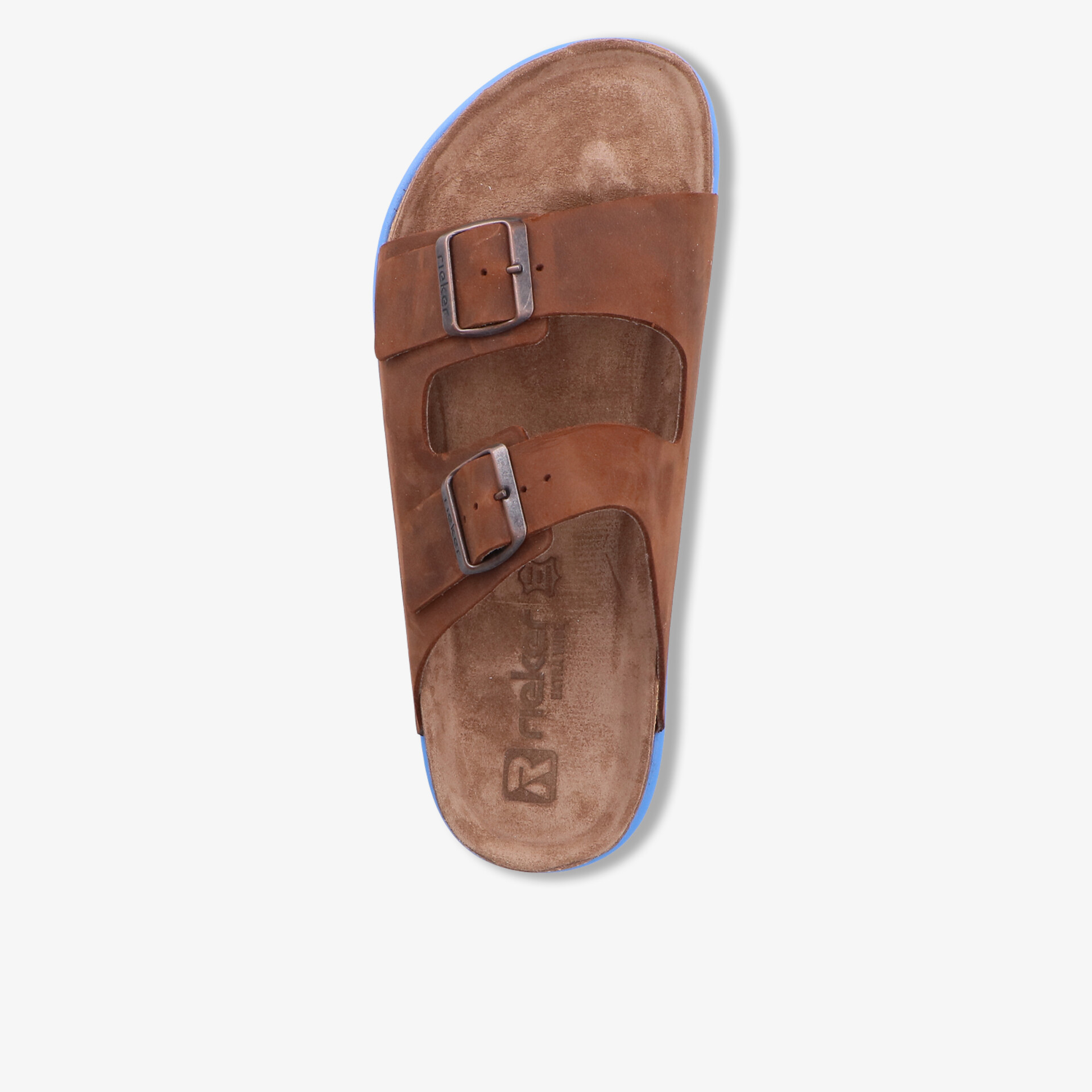 Bequeme braune Sandale mit zwei verstellbaren Riemen aus Leder und ergonomischem Komfortfußbett