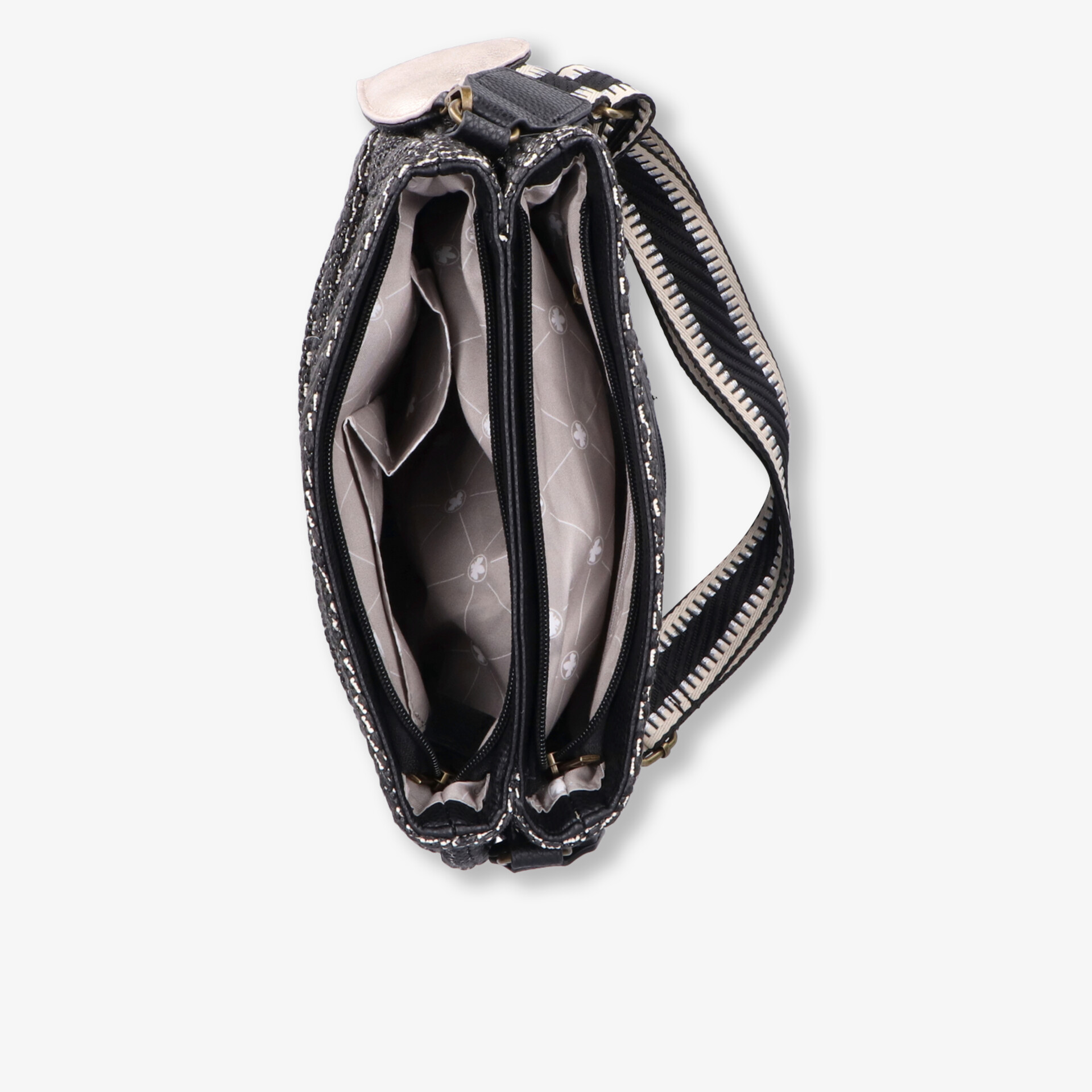 Geräumige und stilvolle Tasche mit mehreren Fächern und praktischen Reißverschlüssen in kompakter Form