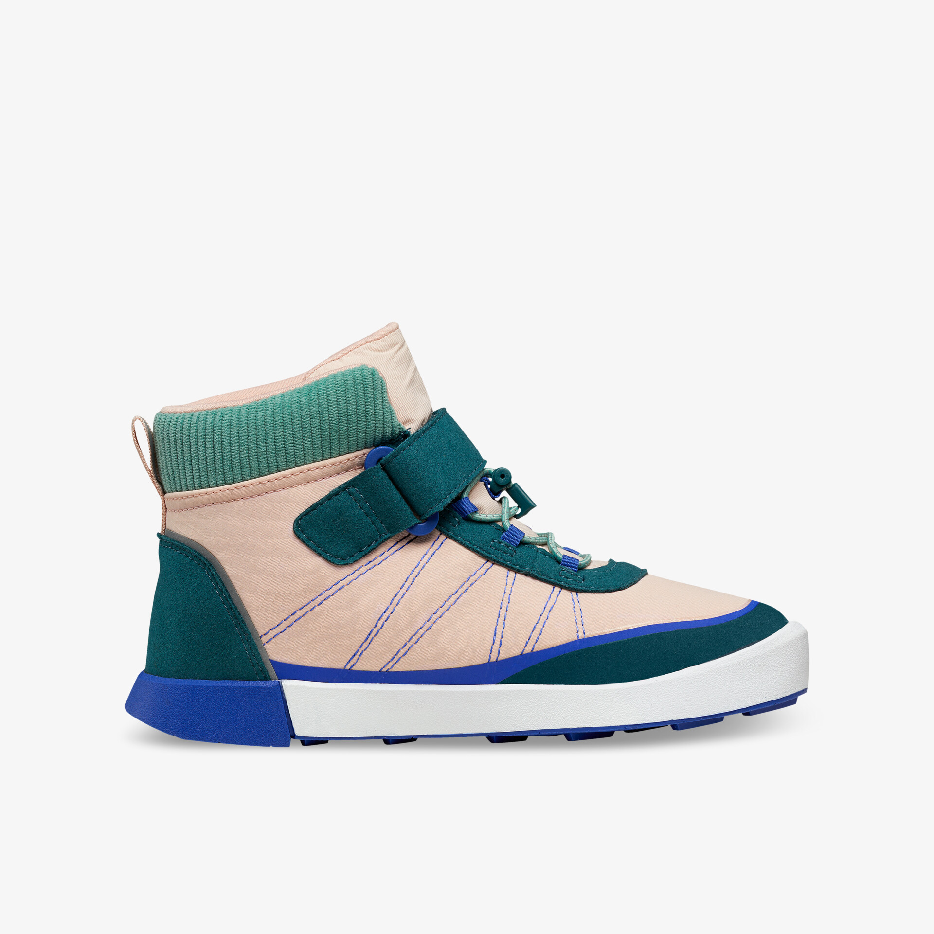 Stylischer, bequemer Schuh in pink und blau mit Klettverschluss und robuster Sohle für vielseitigen Outdoor-Einsatz.