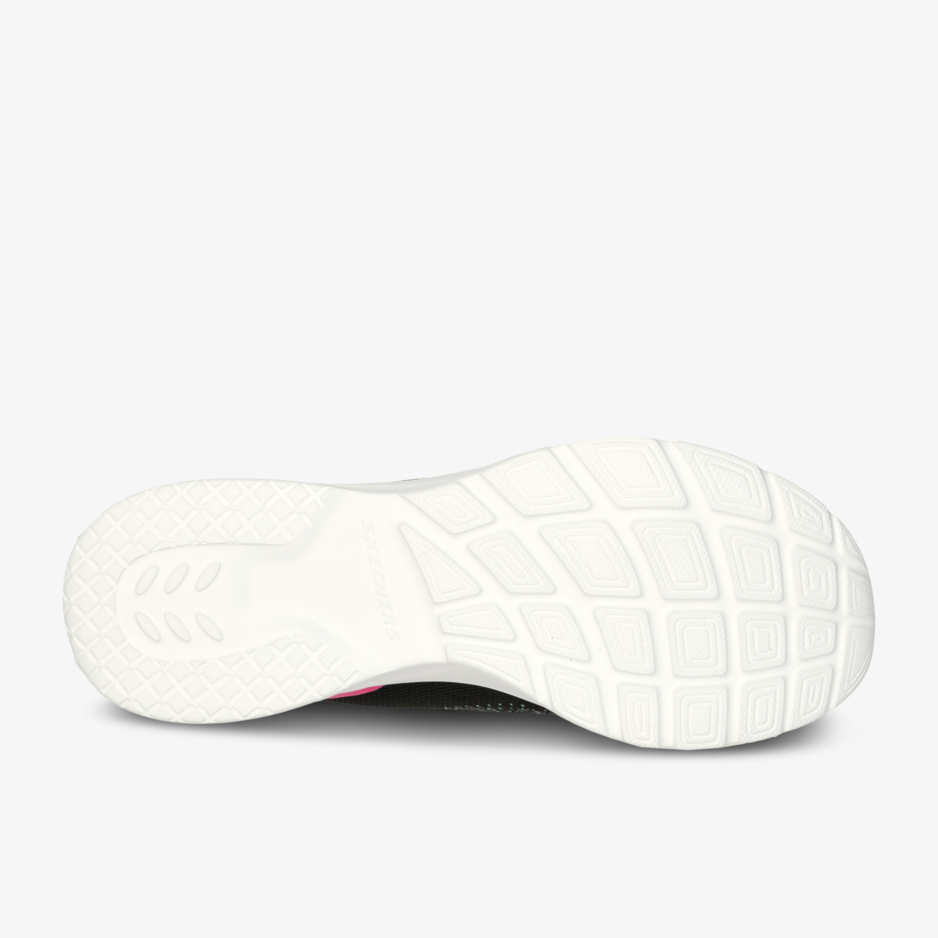 Weiße Schuhsohle mit starkem Profil für optimalen Halt und Komfort bei jeder Bewegung.