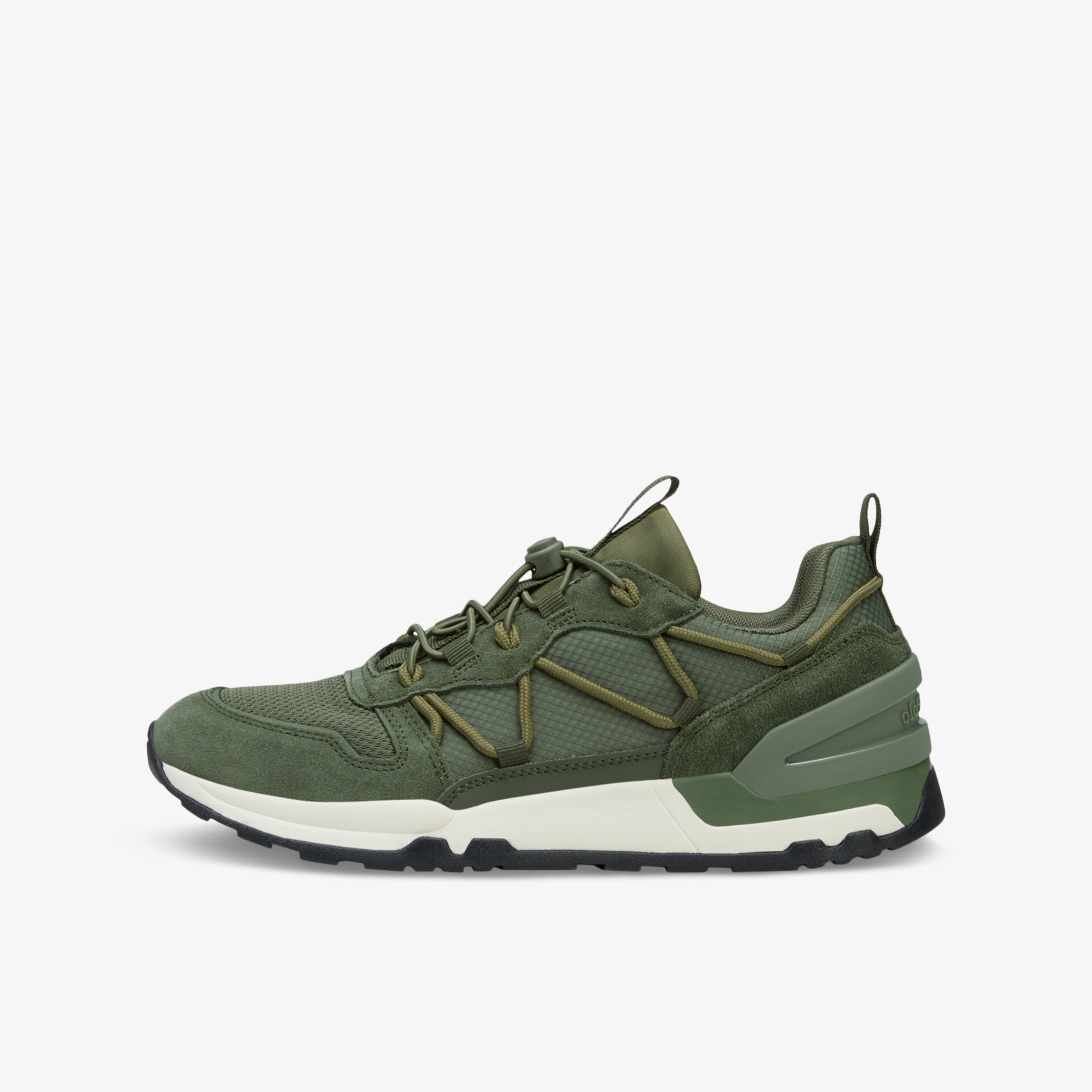 Moderner grüner Sneaker mit komfortabler Passform und robuster Sohle, ideal für sportliche Aktivitäten.