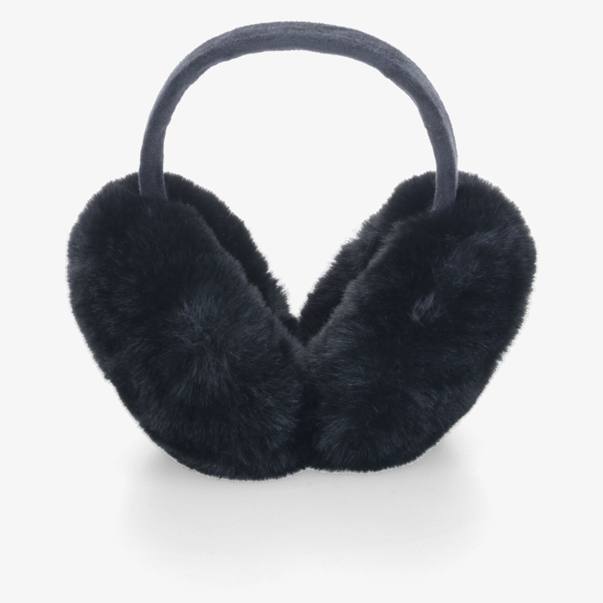 Flauschige, schwarze Ohrenwärmer mit weichem, warmem Material und elastischem Band für angenehmen Tragekomfort im Winter