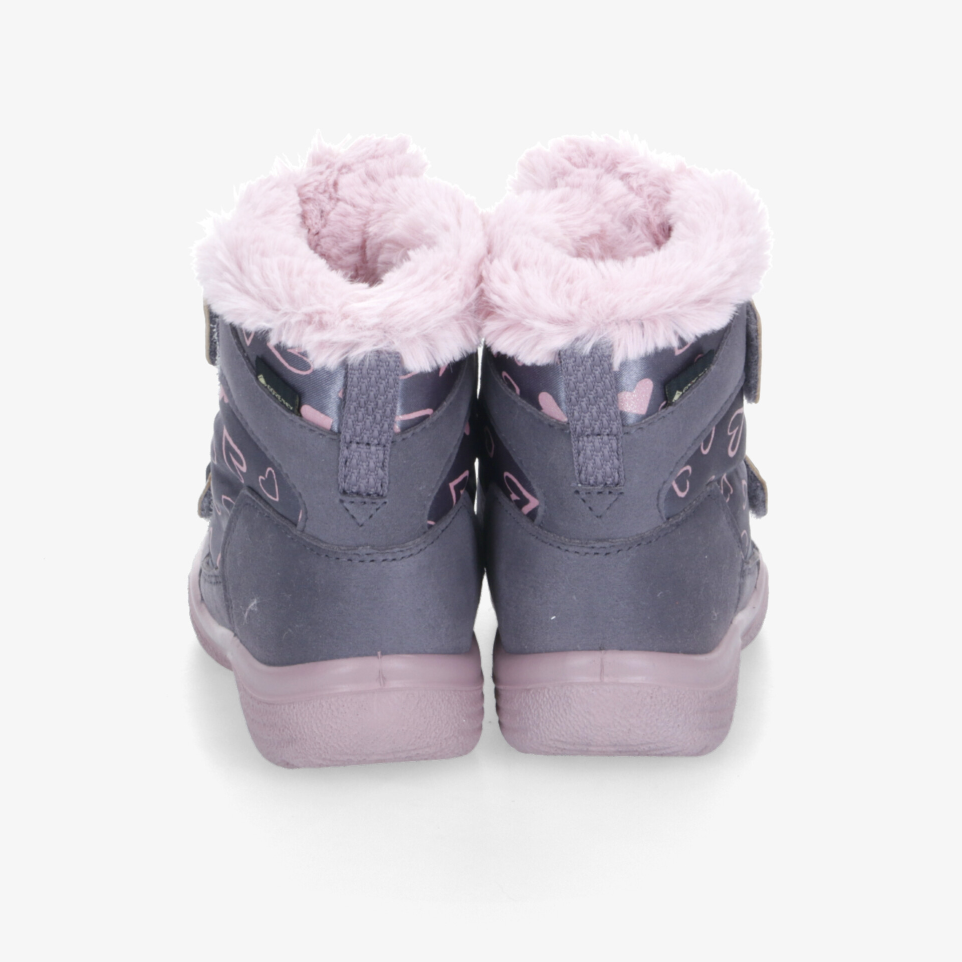 Warmer robuster Winterstiefel mit weichem rosa Innenfutter und rutschfester Sohle, Rückansicht