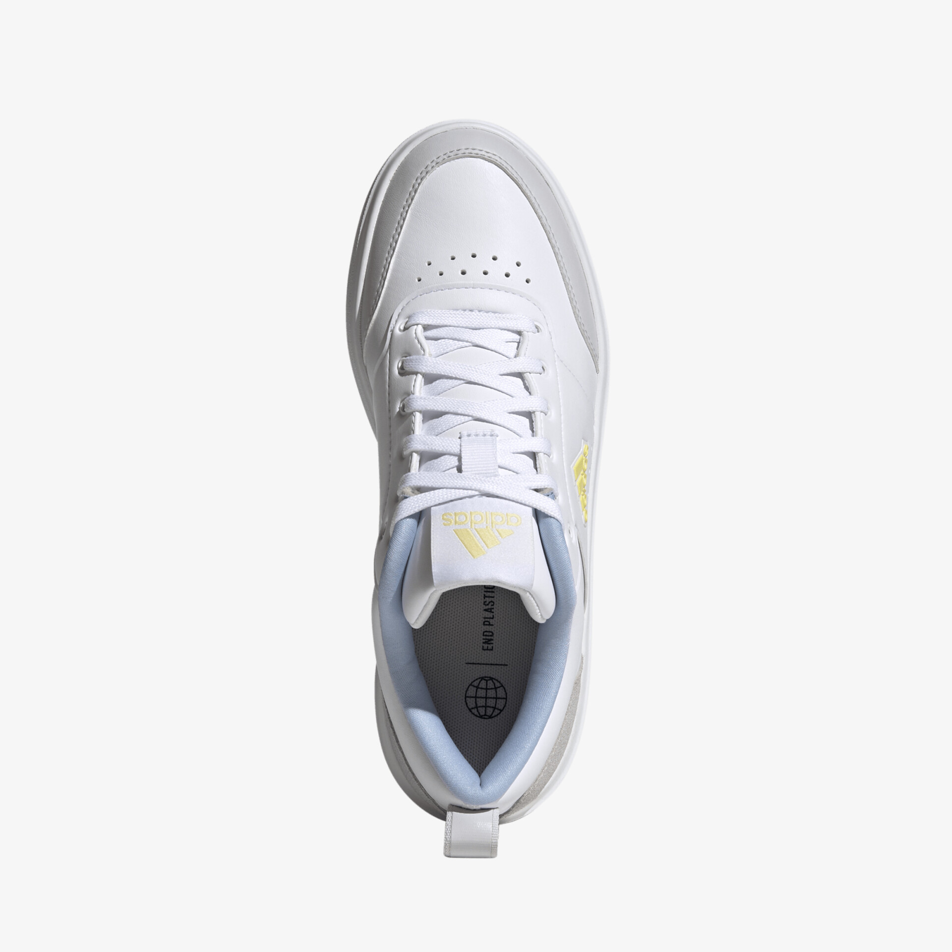Moderner weißer Sneaker mit grauen Akzenten und stilvollem Design, bequem und alltagstauglich.