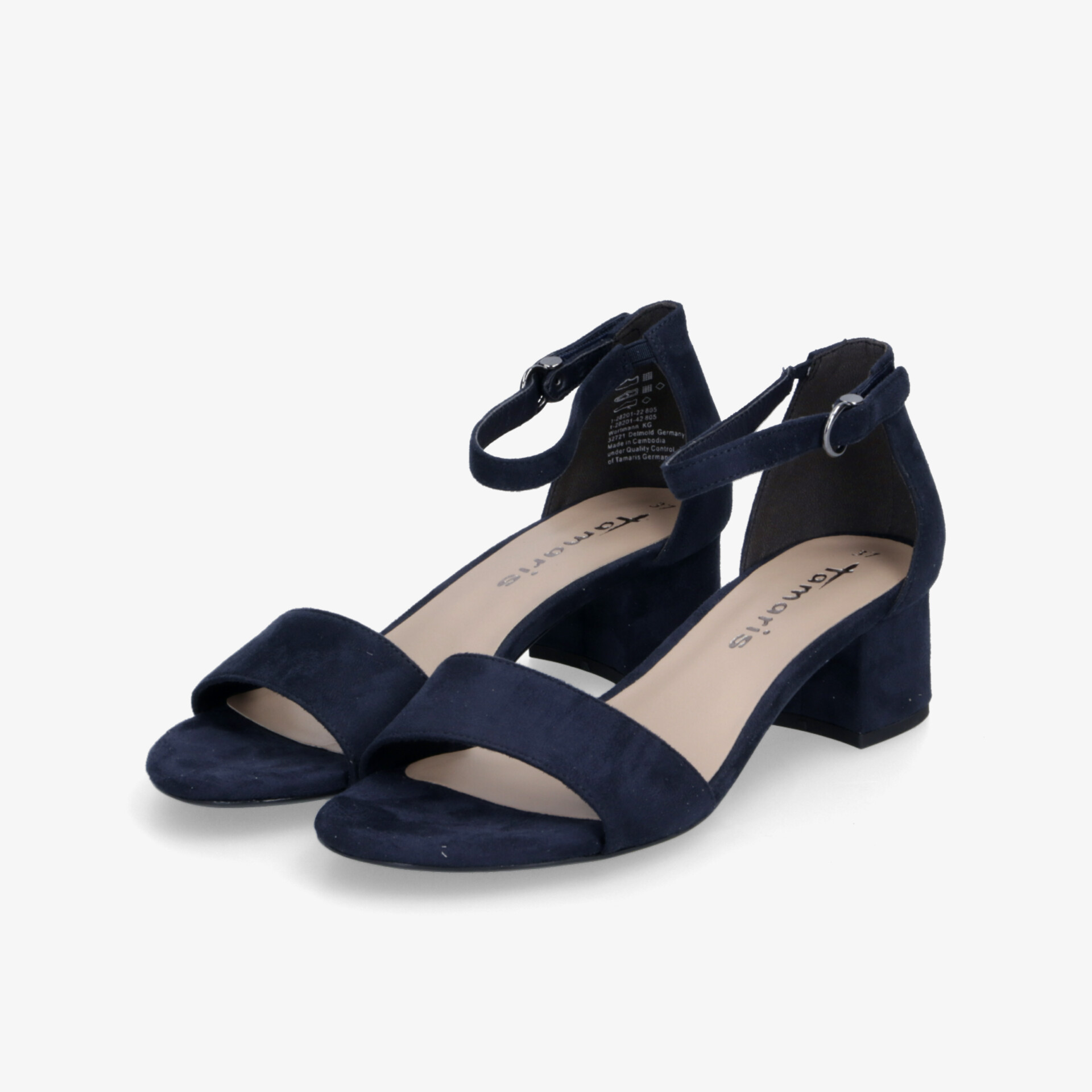 Elegante blaue Sandaletten mit mittelhohem Blockabsatz und verstellbarem Riemen, komfortabel und modisch für verschiedene Anlässe