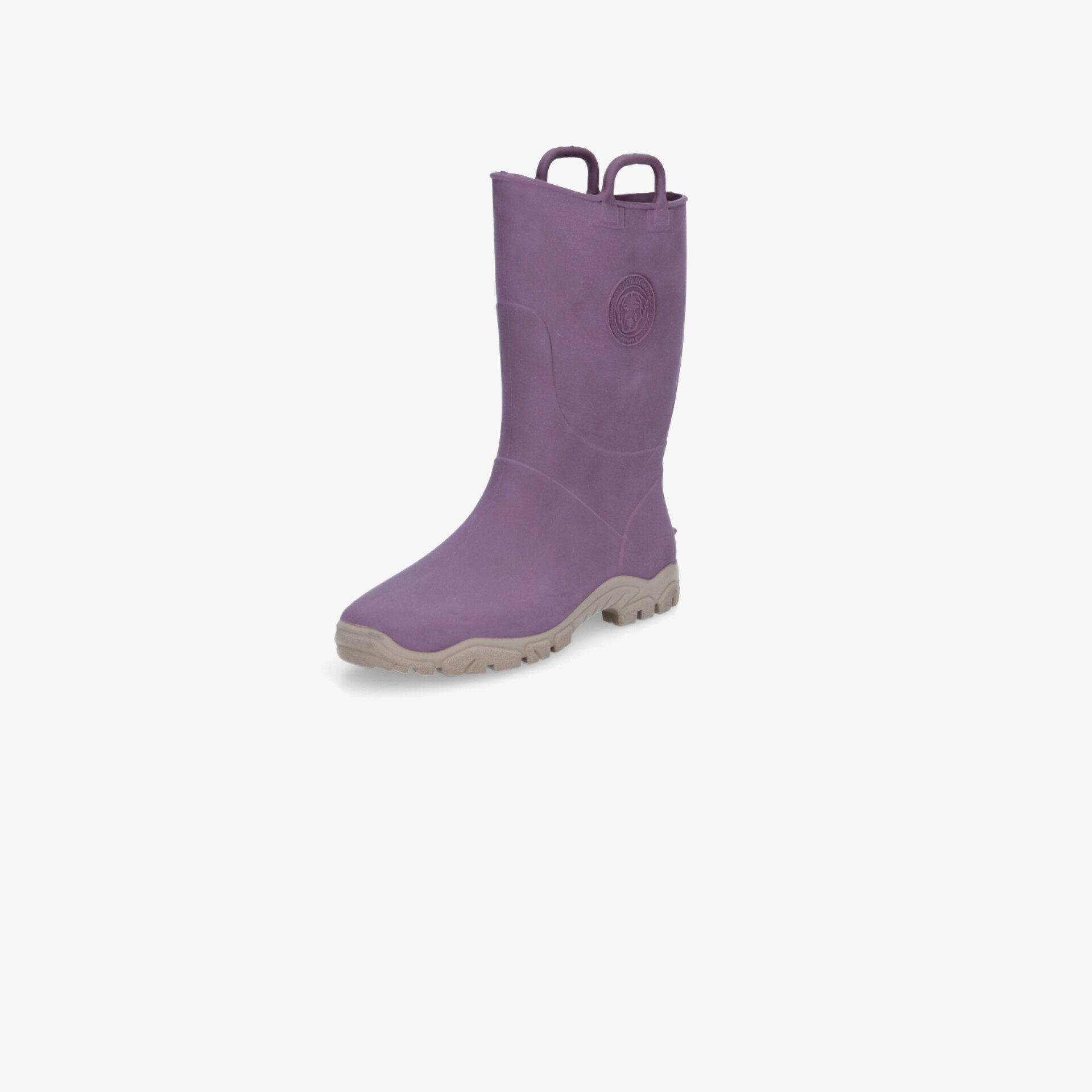 Violetter hoher Outdoor-Stiefel mit robustem Design, rutschfester Sohle und praktischen Schlaufen zum einfachen Anziehen