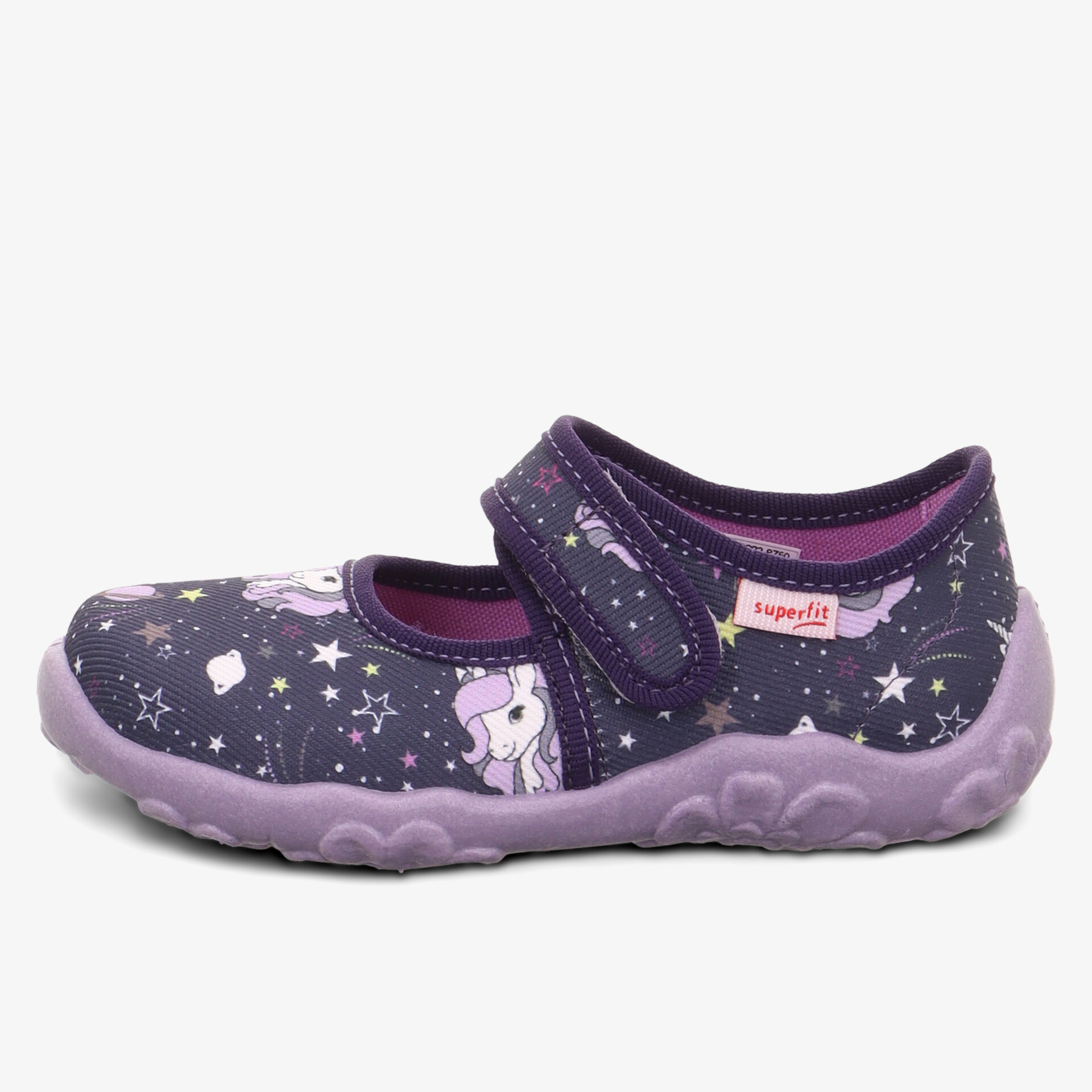 Bequemer Kinderschuh mit weichem Material und niedlichem Einhornmuster, ausgestattet mit praktischem Klettverschluss