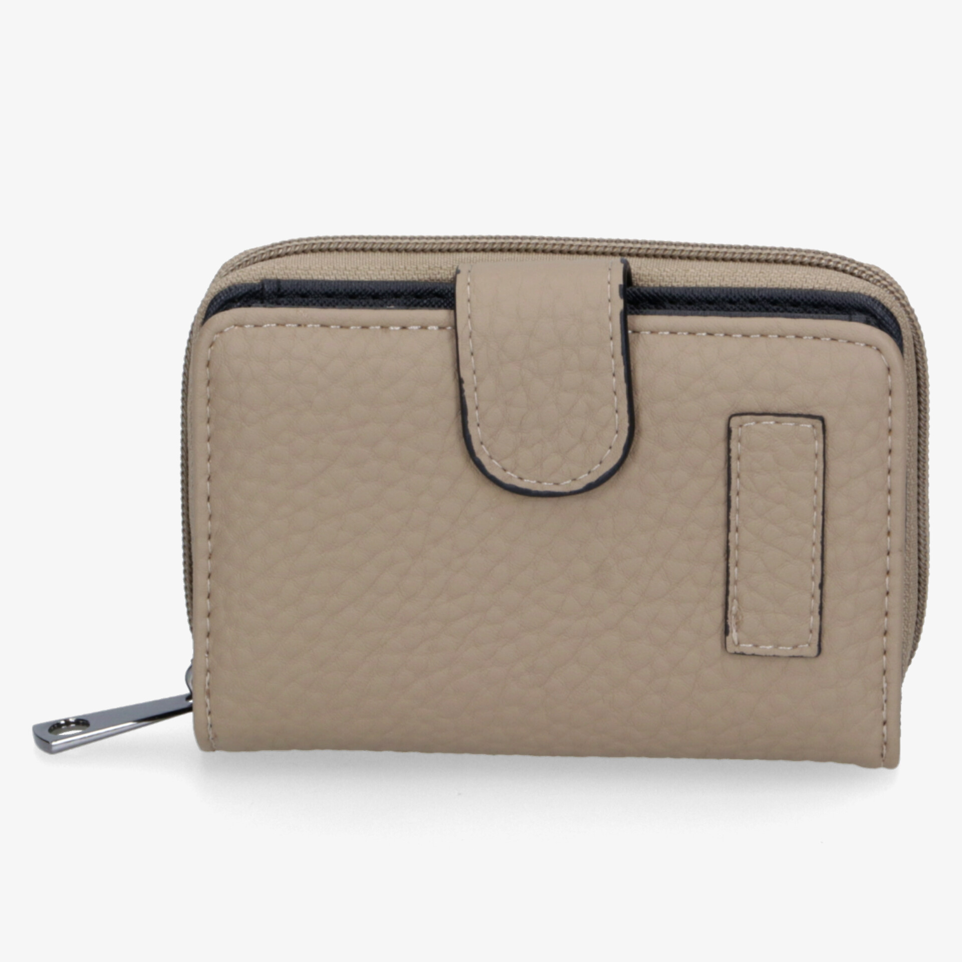 Kompaktes beiges Portemonnaie mit Reißverschluss und strukturierter Oberfläche für sicheren und praktischen Gebrauch