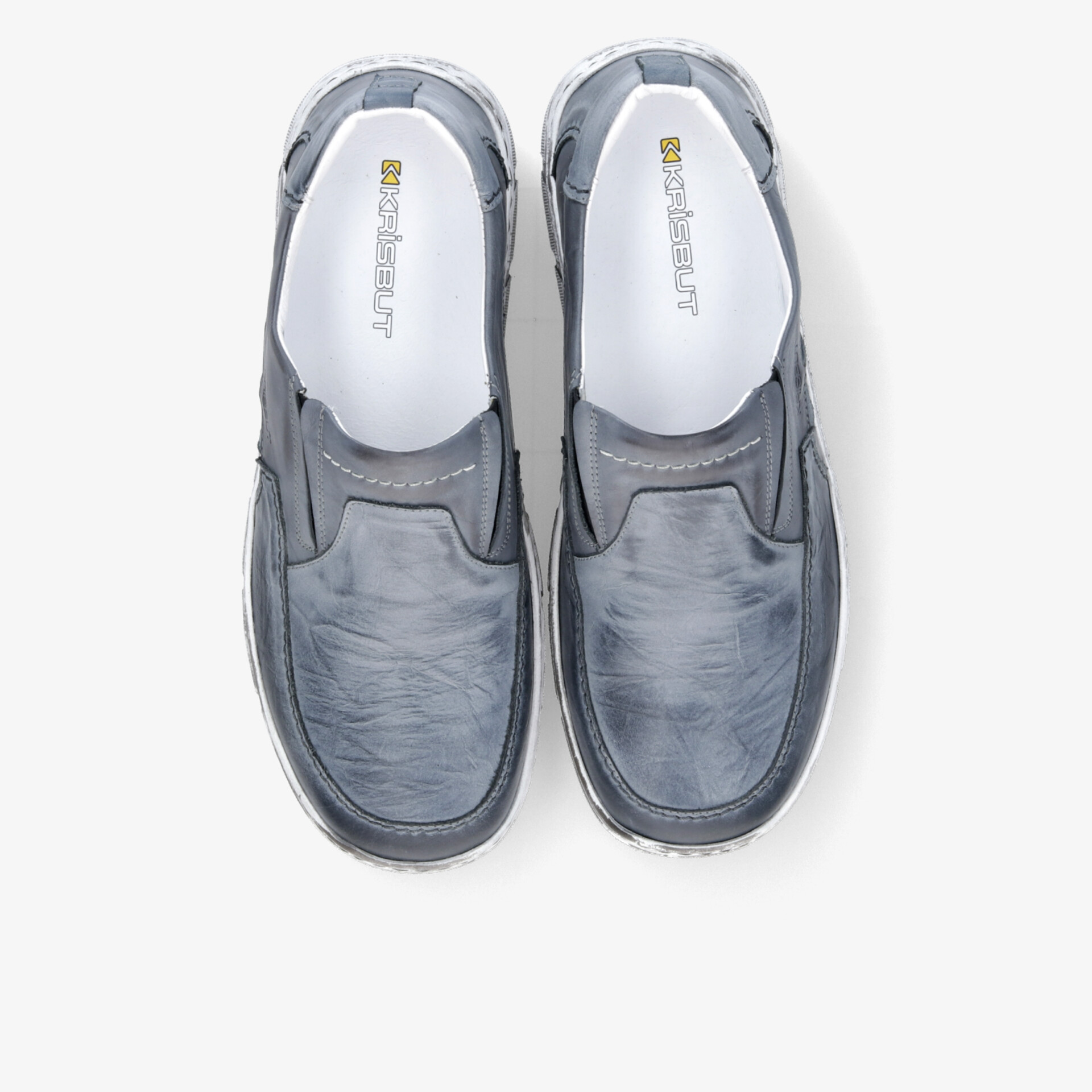 Komfortable graue Slip-On Schuhe, weiches Material, rutschfeste Sohle, einfach anzuziehen, Paaransicht von oben