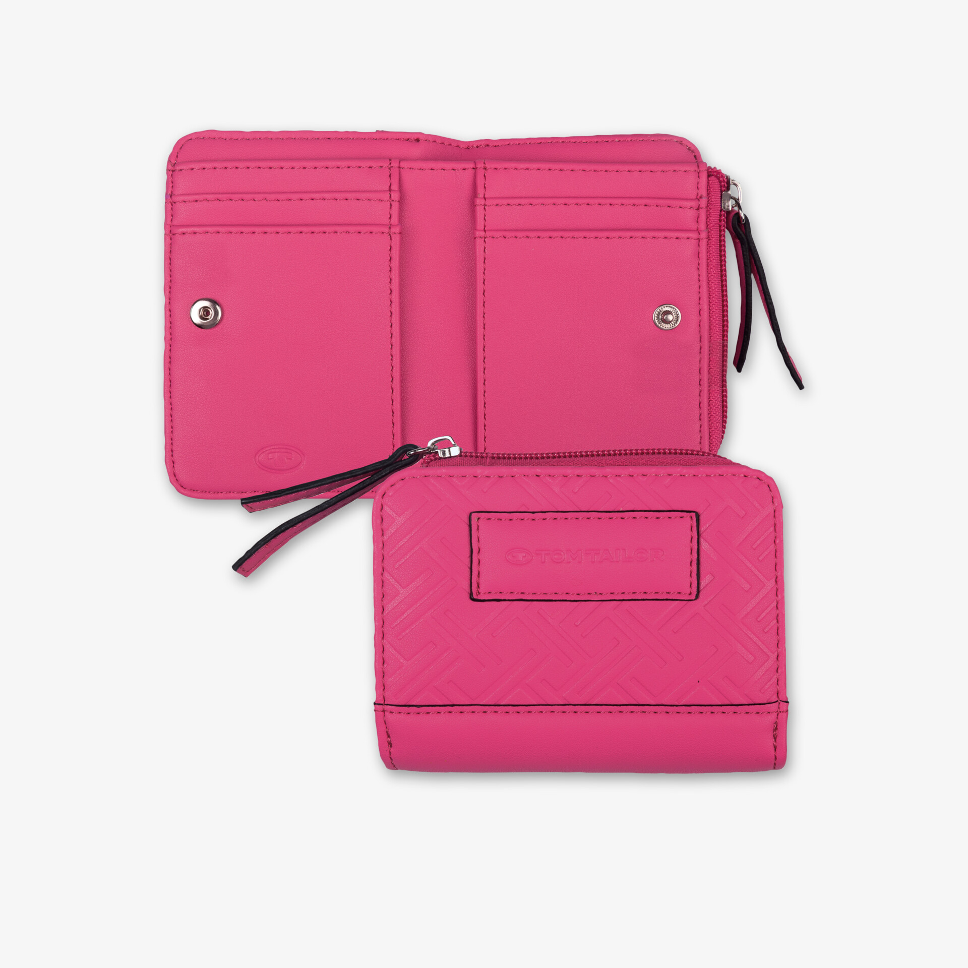 Kompakte pinke Geldbörse mit sicherem Reißverschluss und vielen übersichtlichen Fächern