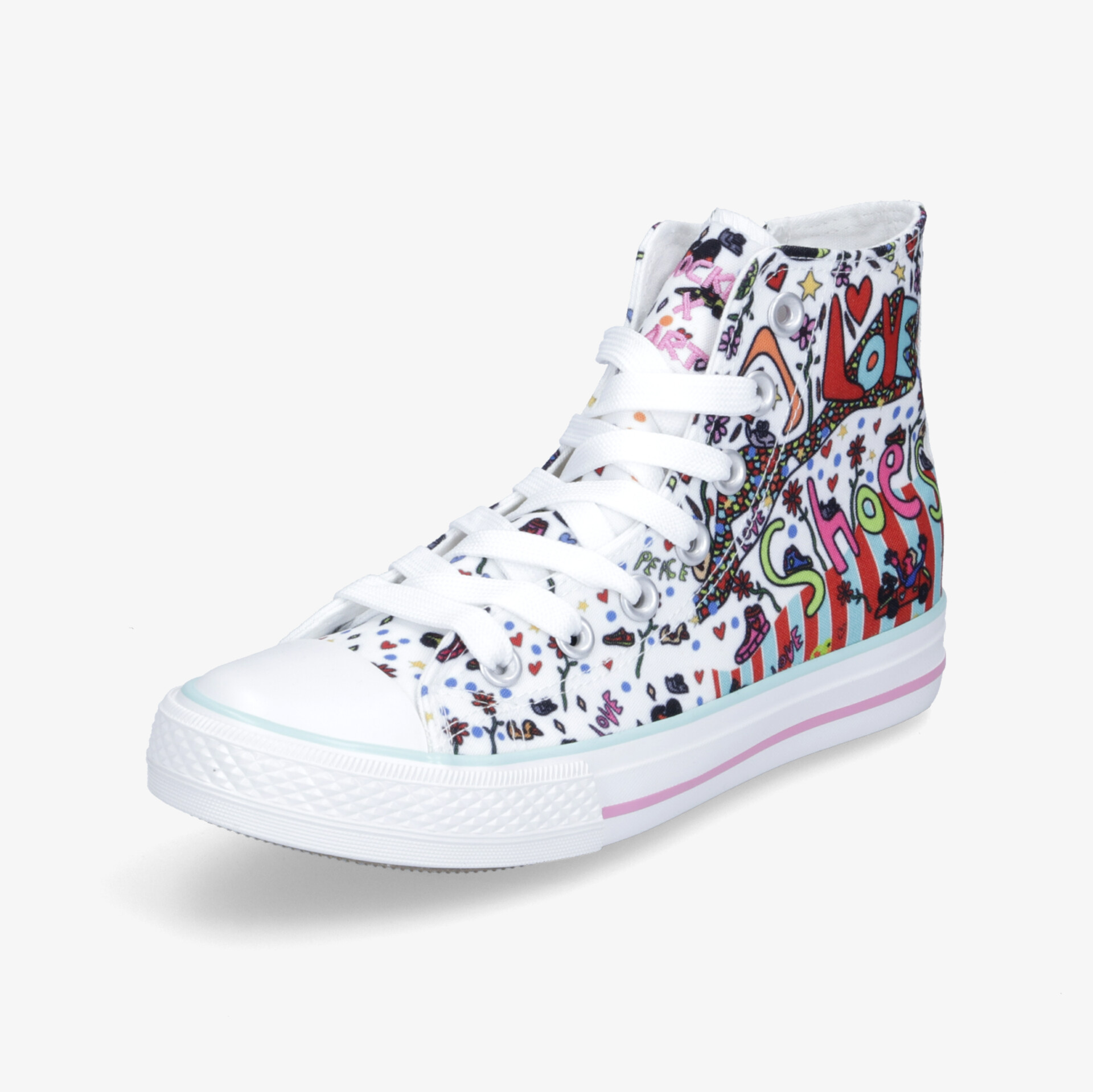 Moderner High-Top Sneaker mit auffälligem, farbenfrohen Design und komfortabler Passform.