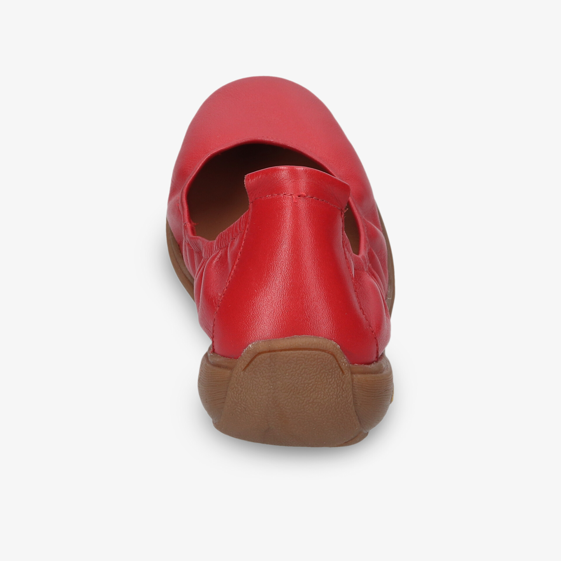 Roter Lederschuh mit flexibler und rutschfester Sohle in klassischem und bequemem Design, Rückansicht