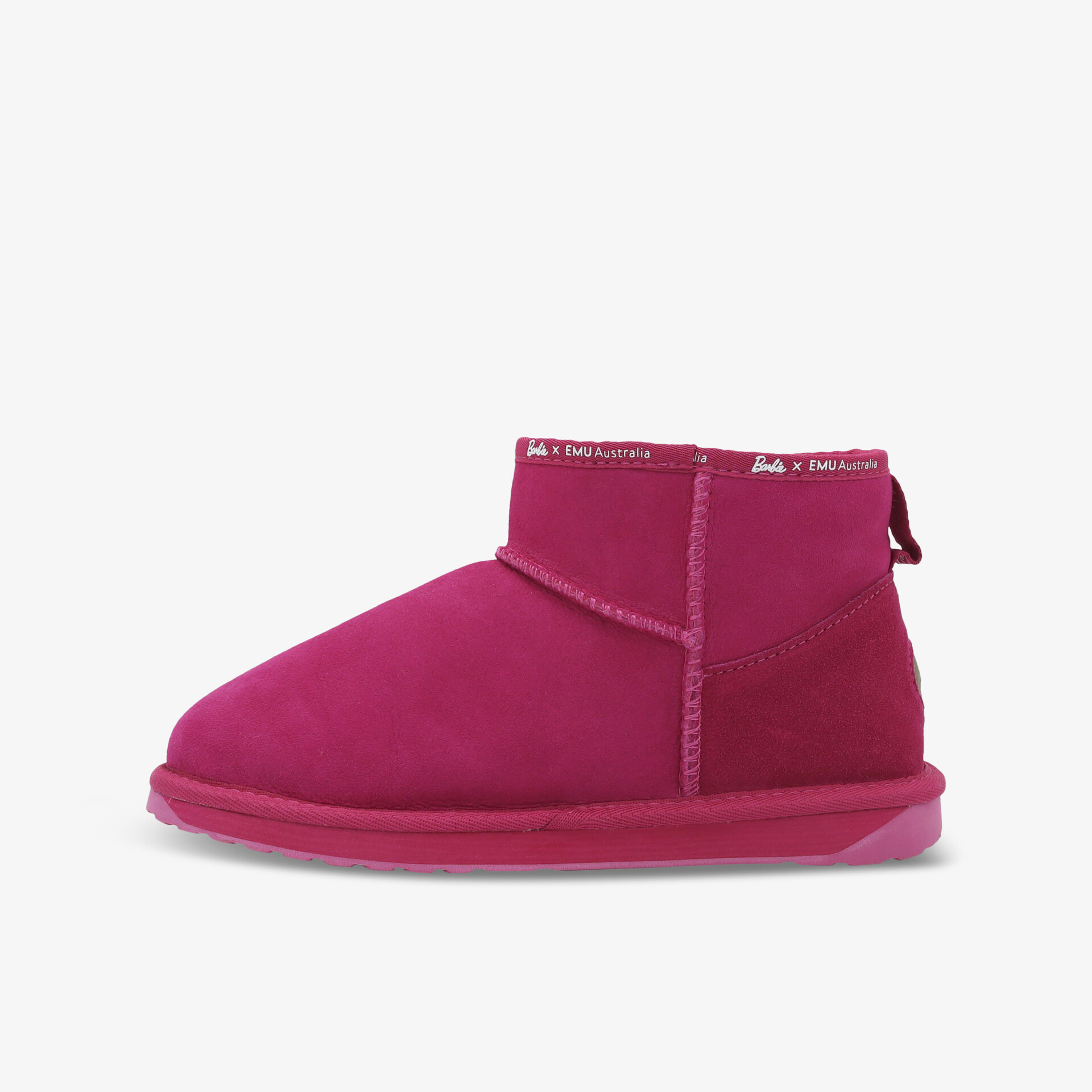 Robuster, bequemer pinkfarbener Schuh mit weichem Material und rutschfester Sohle, seitliche Ansicht