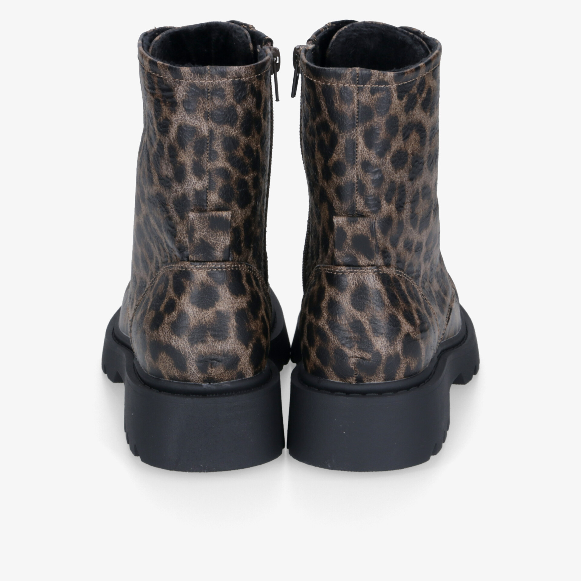 Stiefeletten mit Leopardenmuster und robuster Sohle, ideal für modische und bequeme Looks.
