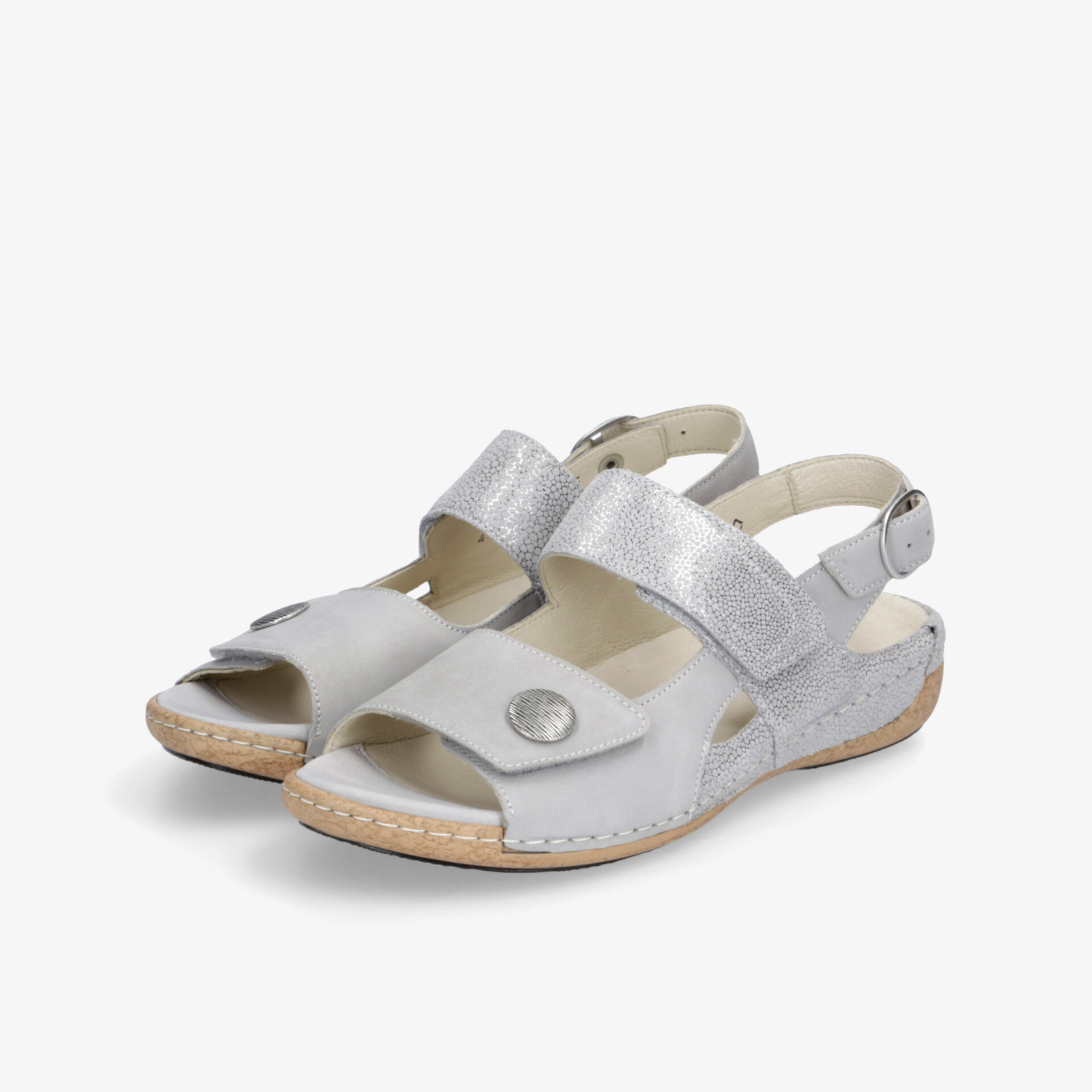 Bequeme, verstellbare silberne Sandalen mit flexibler Sohle und hochwertigem Material für angenehmes Tragegefühl