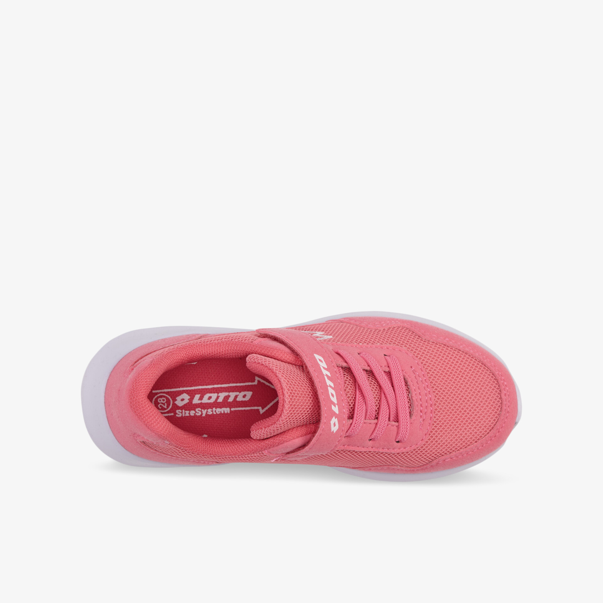 Roter sportlicher Schuh mit atmungsaktivem, leichtem Material und bequemer Passform aus der Draufsicht