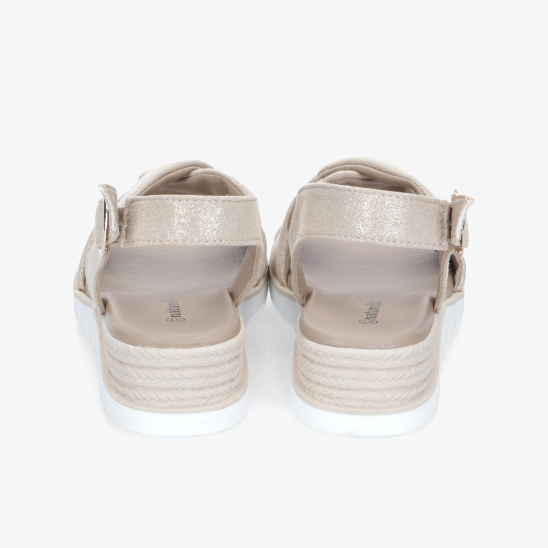 Beige Sandalen mit bequemem Plateauabsatz und verstellbarem Riemen für sicheren Halt im Sommer
