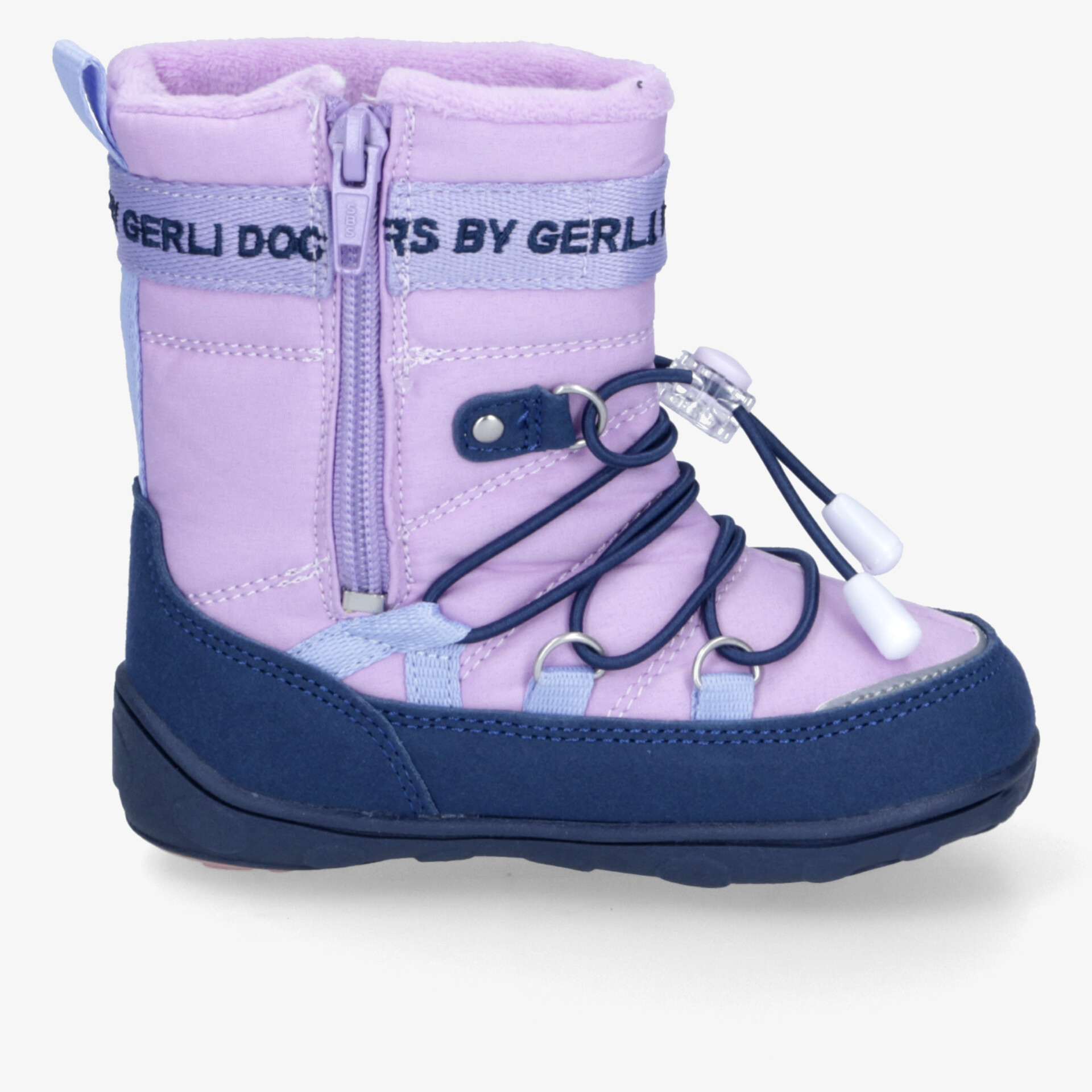 Stilvoller lila Winterstiefel mit praktischem Reißverschluss und robustem Sohlenprofil für optimalen Halt.