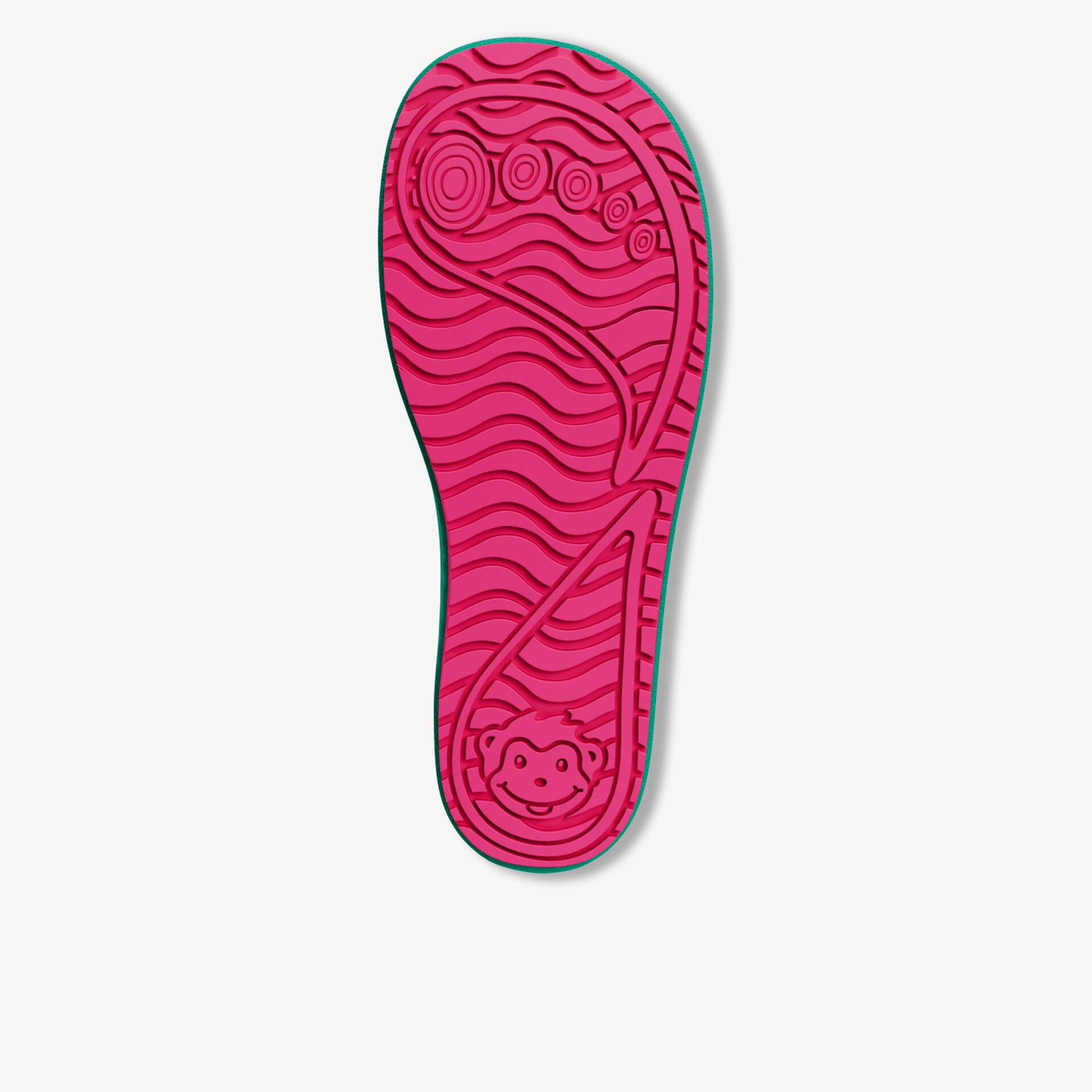 Robuste Schuhsohle in leuchtendem Pink mit rutschfestem Profil und flexibler, komfortabler Struktur