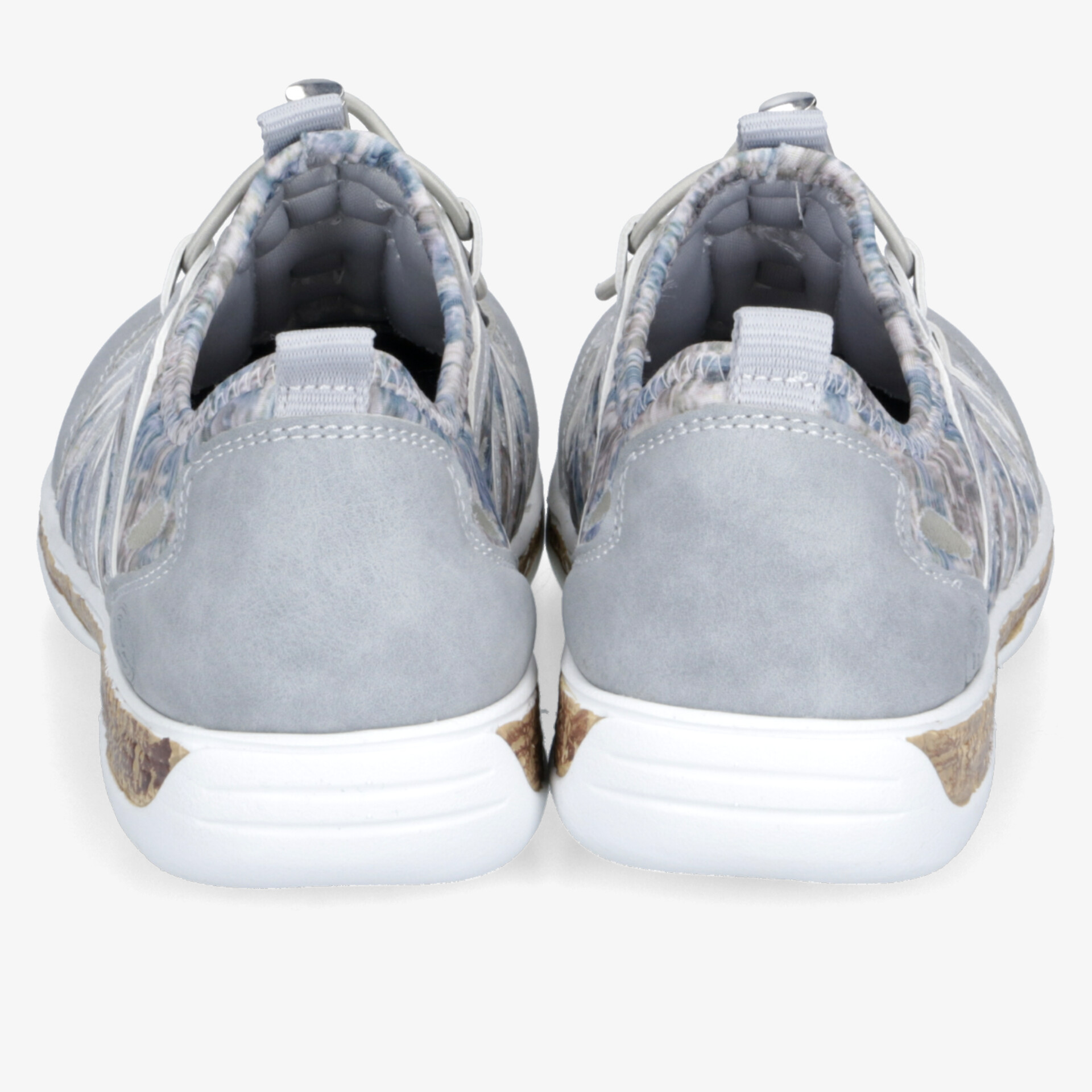 Leichter sportlicher Schuh mit gepolstertem Einstieg und flexibler Sohle, Rückansicht von zwei Schuhen