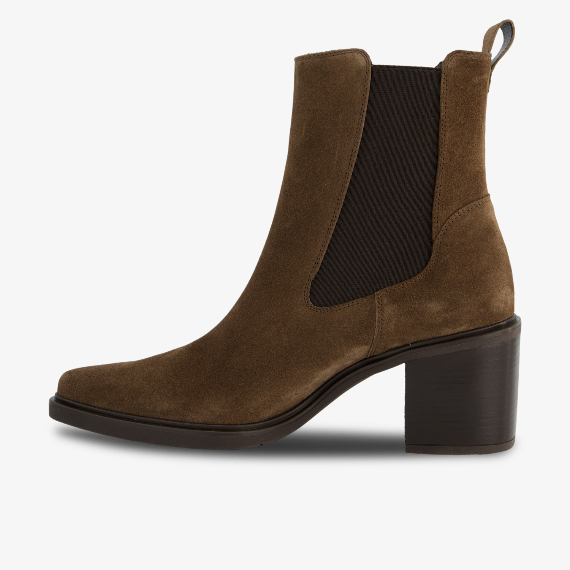 Eleganter brauner Chelsea Boot aus Leder mit mittelhohem Blockabsatz, bequem und modisch