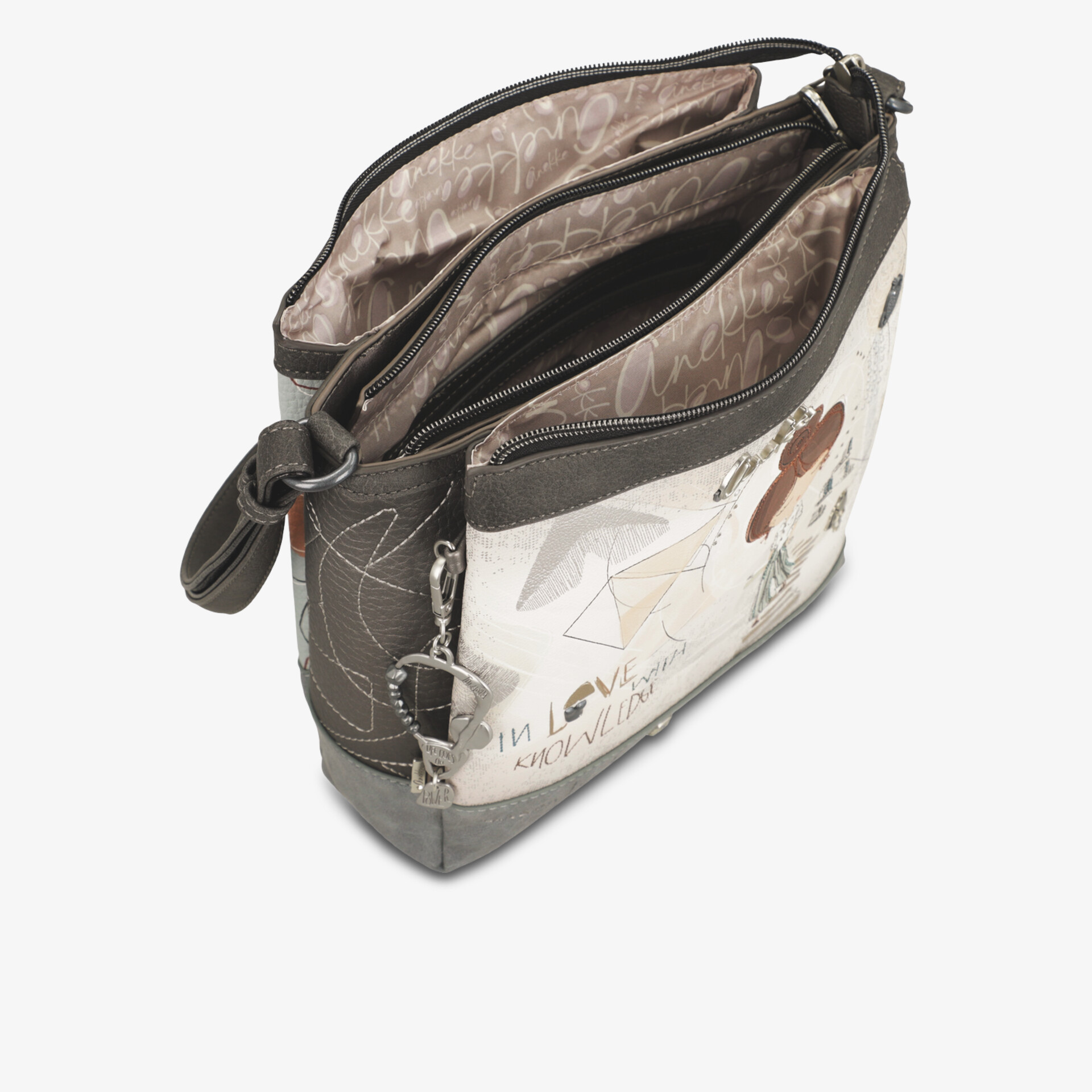 Kompakte Tasche mit mehreren Fächern und Reißverschluss, praktisch und stilvoll für den Alltag