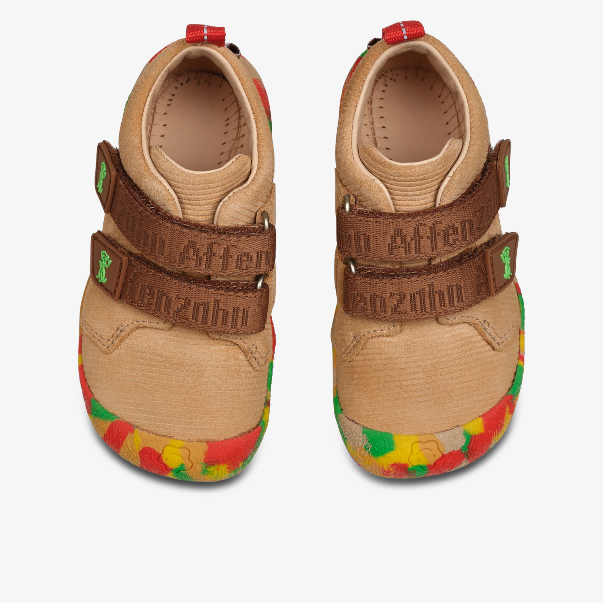 Bequeme Schuhe mit bunten Sohlen und praktischem Klettverschluss für sicheren Halt und flexiblen Tragekomfort