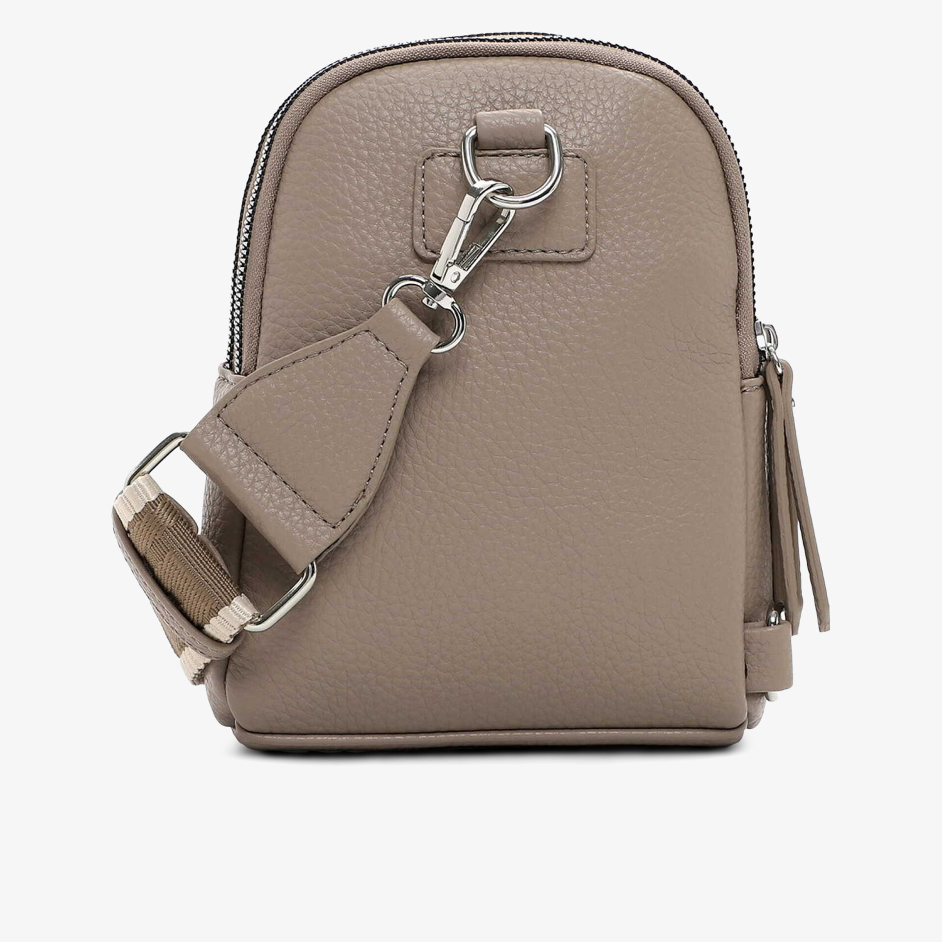 Kompakte kleine Tasche in taupe mit verstellbarem Träger und stabilem Reißverschluss