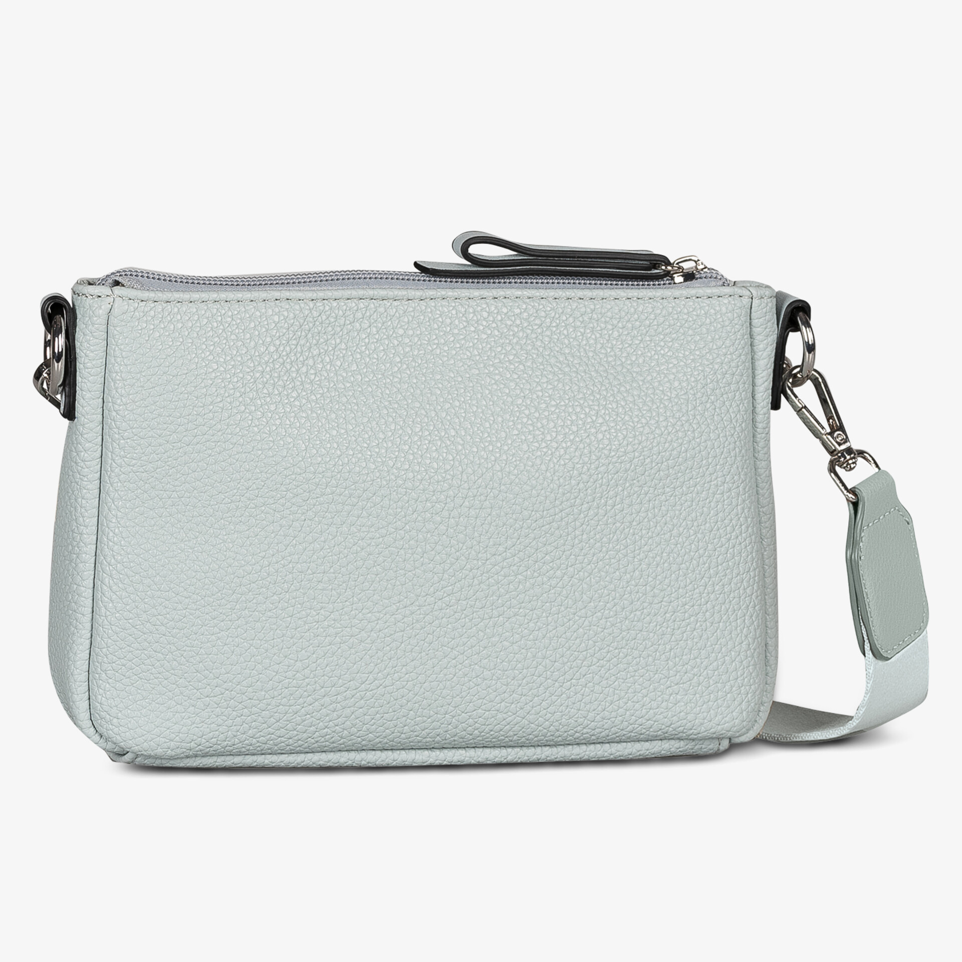 Kompakte Umhängetasche mit glattem finish, praktischem Reißverschluss und abnehmbarem Schulterriemen in hellem Farbton