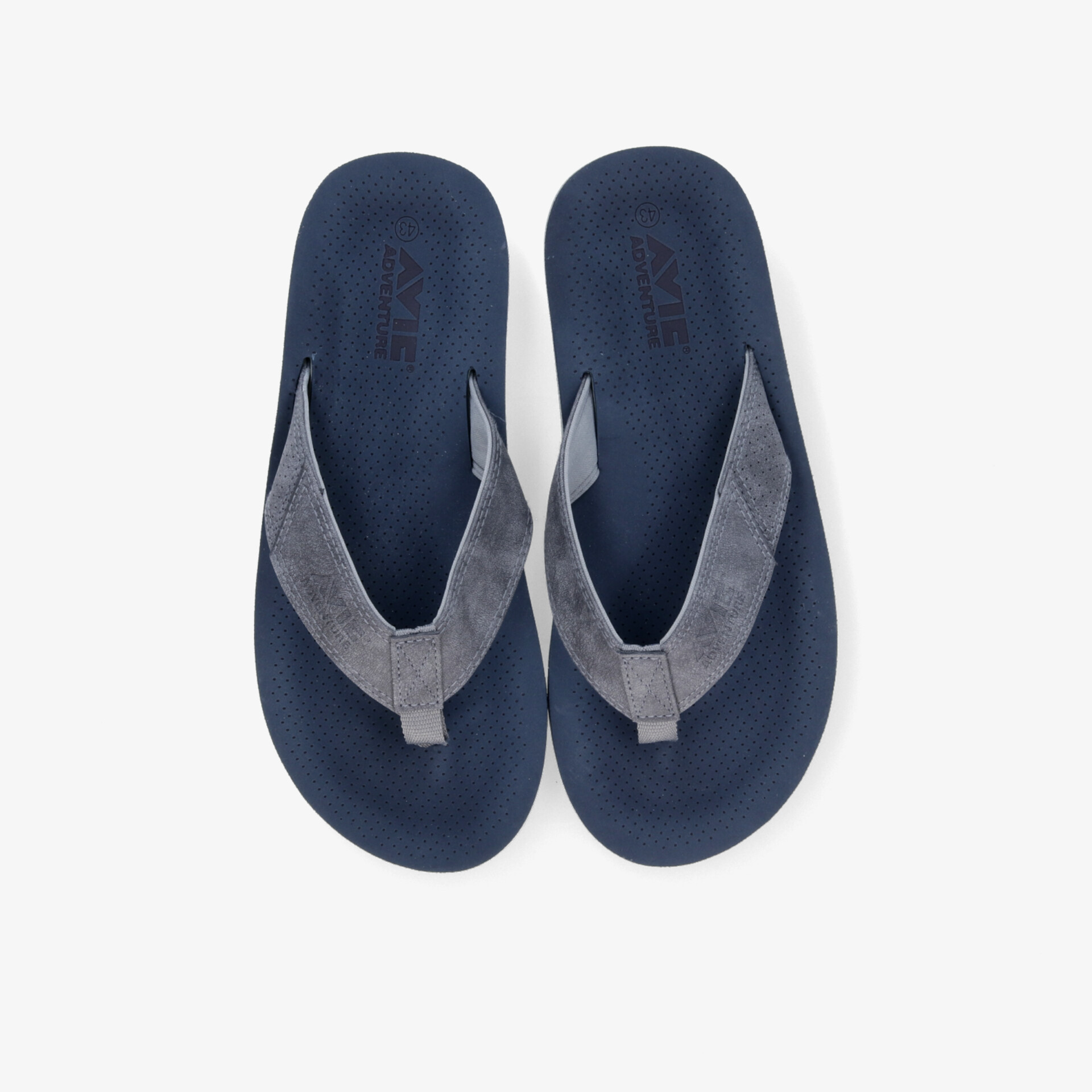 Bequeme blaue Flipflops mit grauem Zehensteg und rutschfester Sohle, ideal für entspannten Sommerkomfort