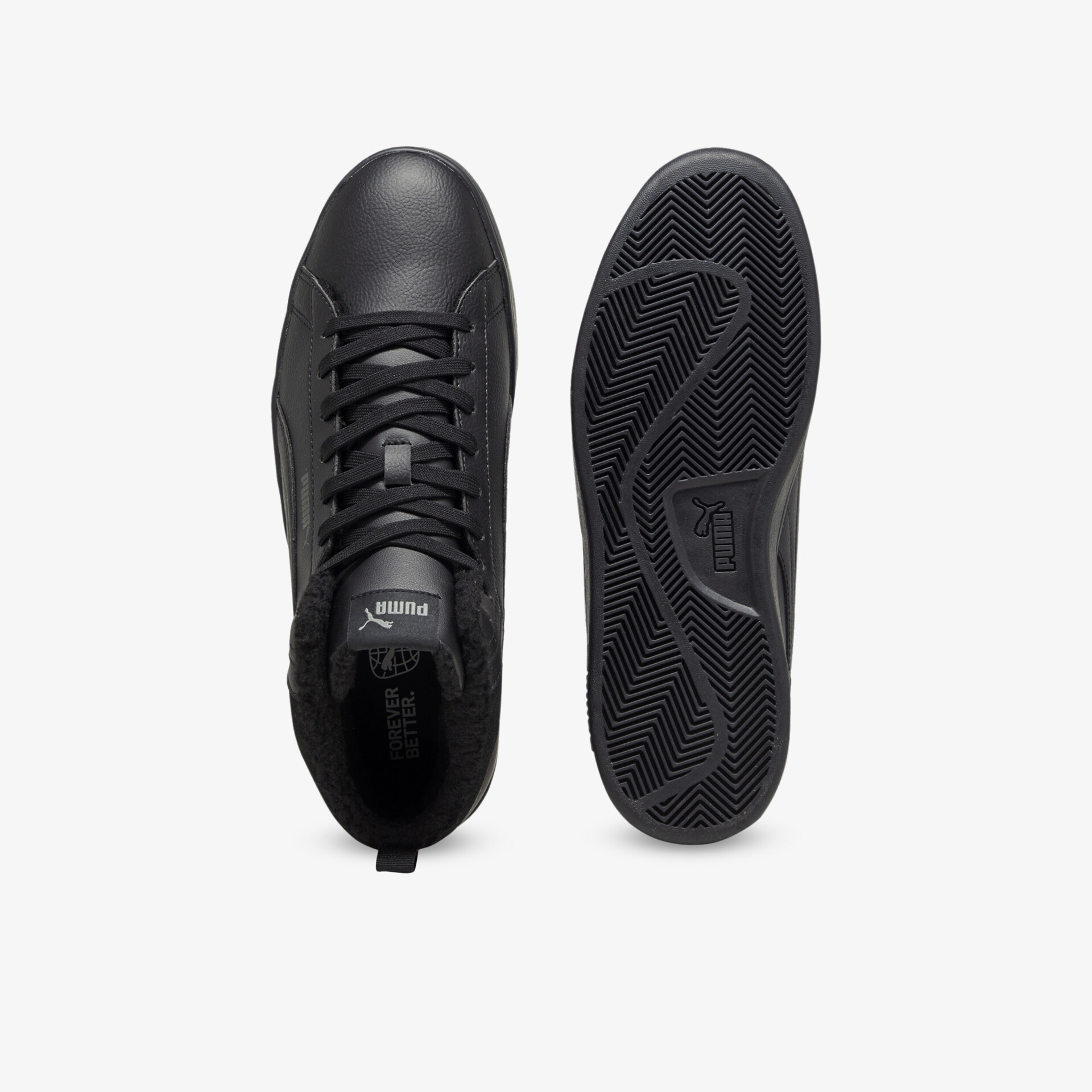 Schwarzer Sneaker aus glattem Leder mit bequemer Schnürung und rutschfester profilierter Sohle für optimalen Halt