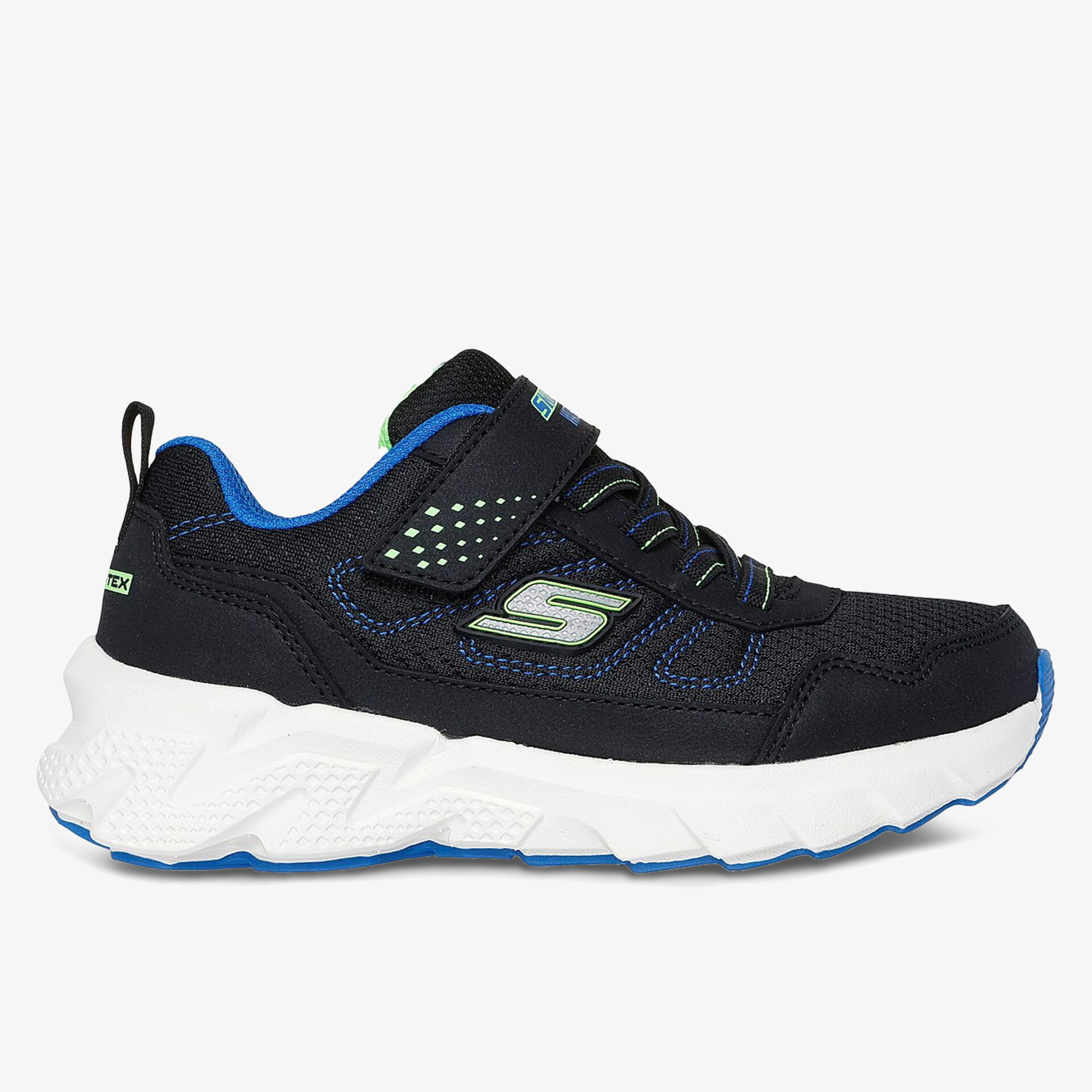 Moderner Sneaker in Schwarz und Blau mit komfortabler Sohle und atmungsaktivem Mesh-Obermaterial.