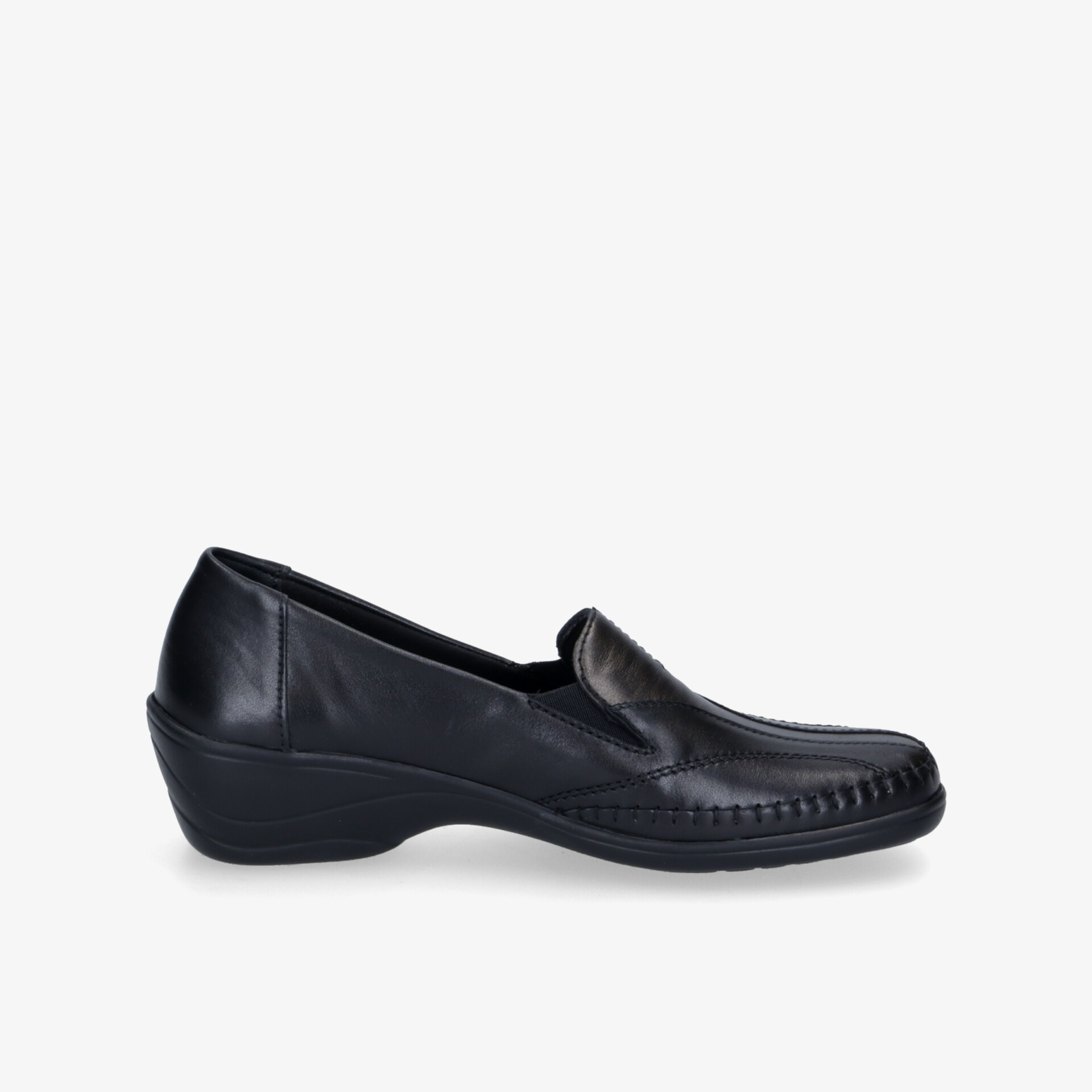 Eleganter schwarzer Lederloafer mit rutschfester Sohle und bequemem Design für stilvolle Auftritte.