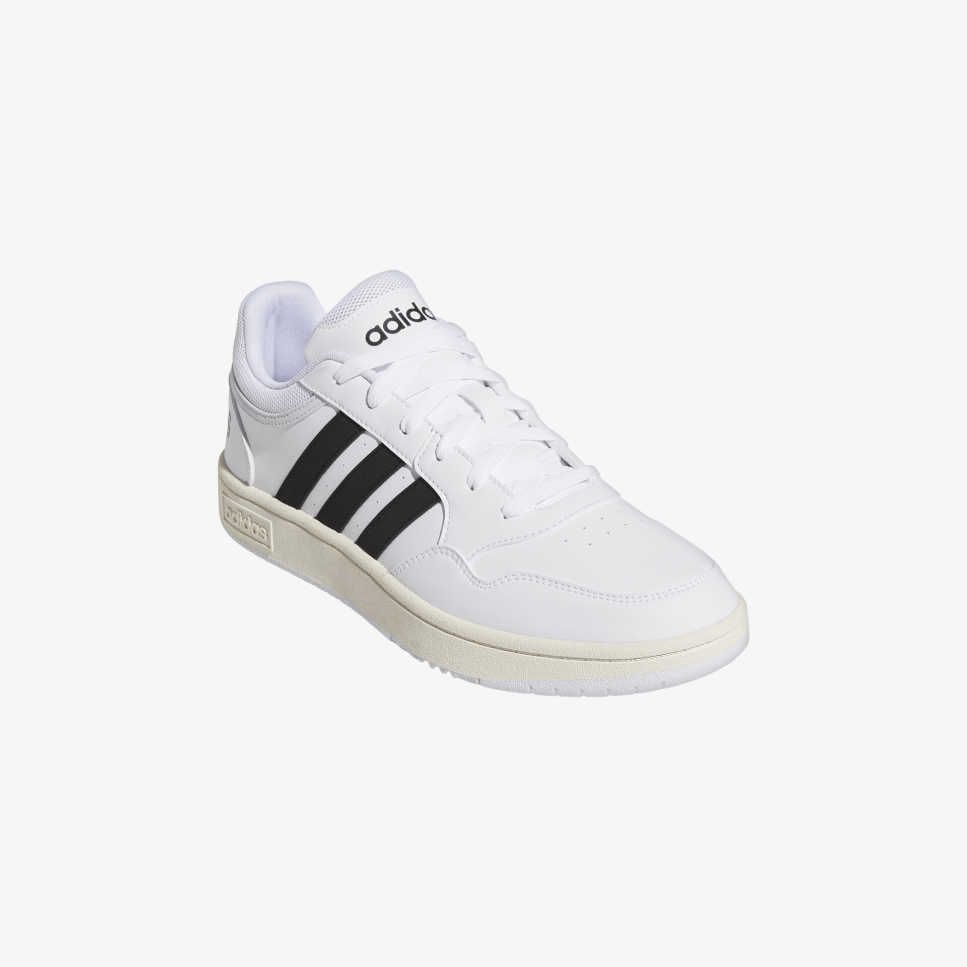 Weißer Sneaker mit schwarzen Streifen. Komfortable Passform und zeitloses Design für sportliche Anlässe.